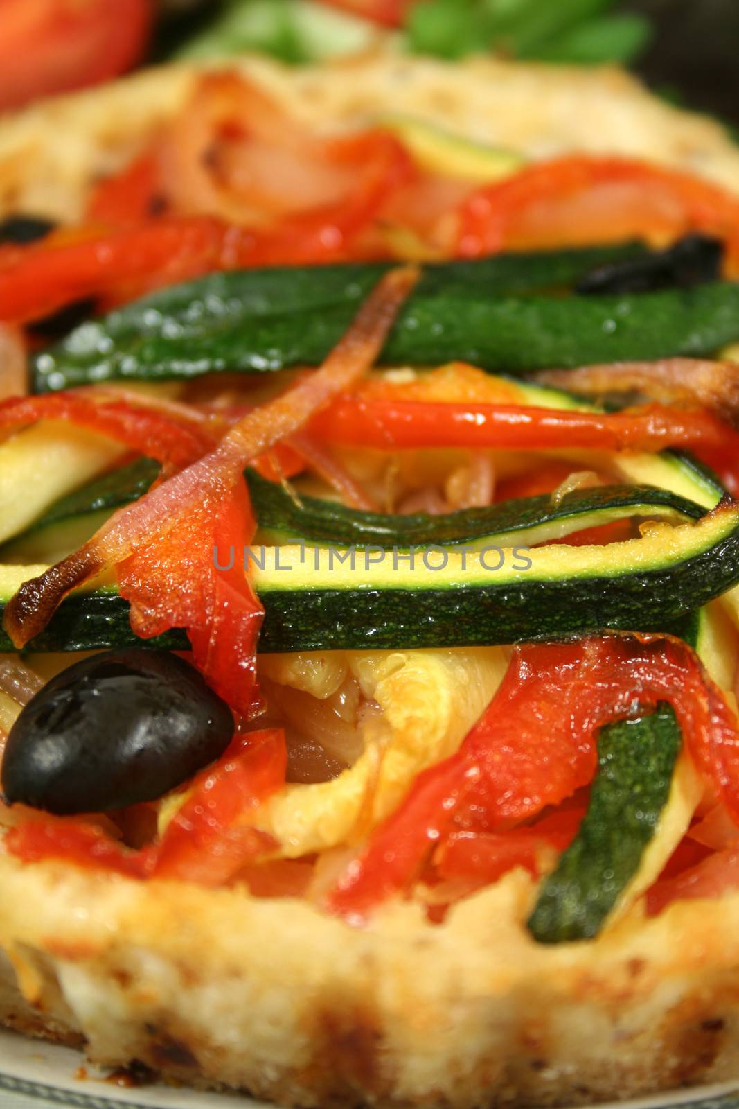 Delicious Mediterranean style vegetable and ricotta tart.