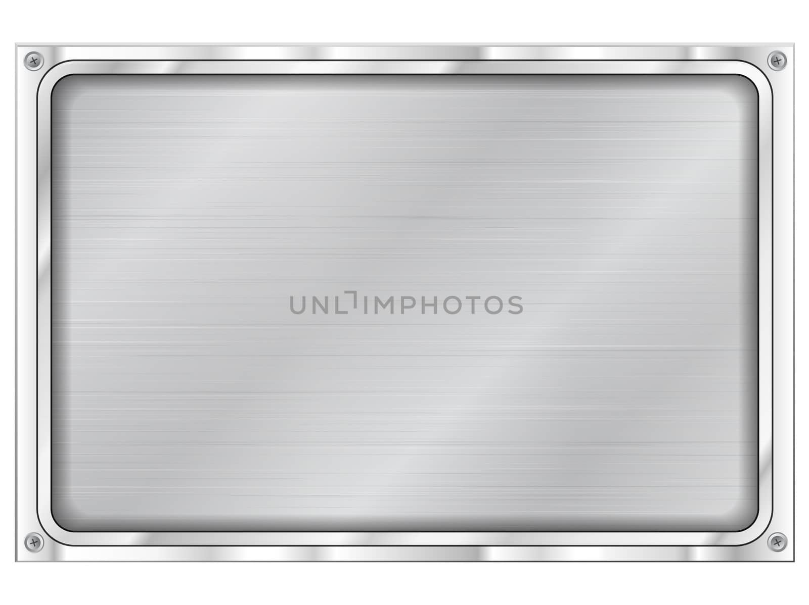 Illustration of realistic metal plate on white background