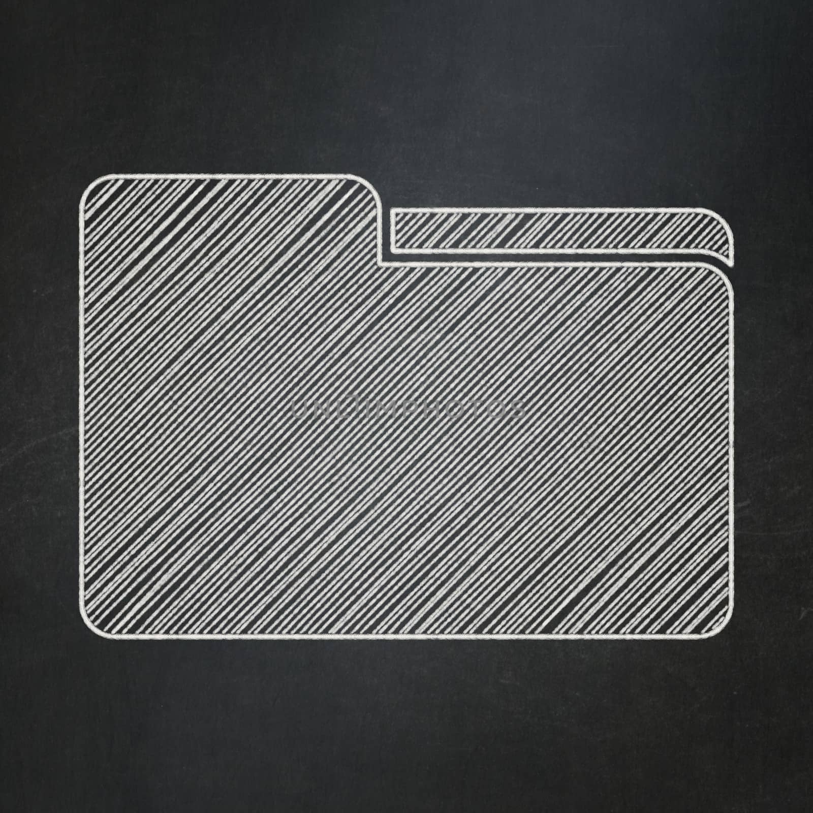 Finance concept: Folder icon on Black chalkboard background, 3d render