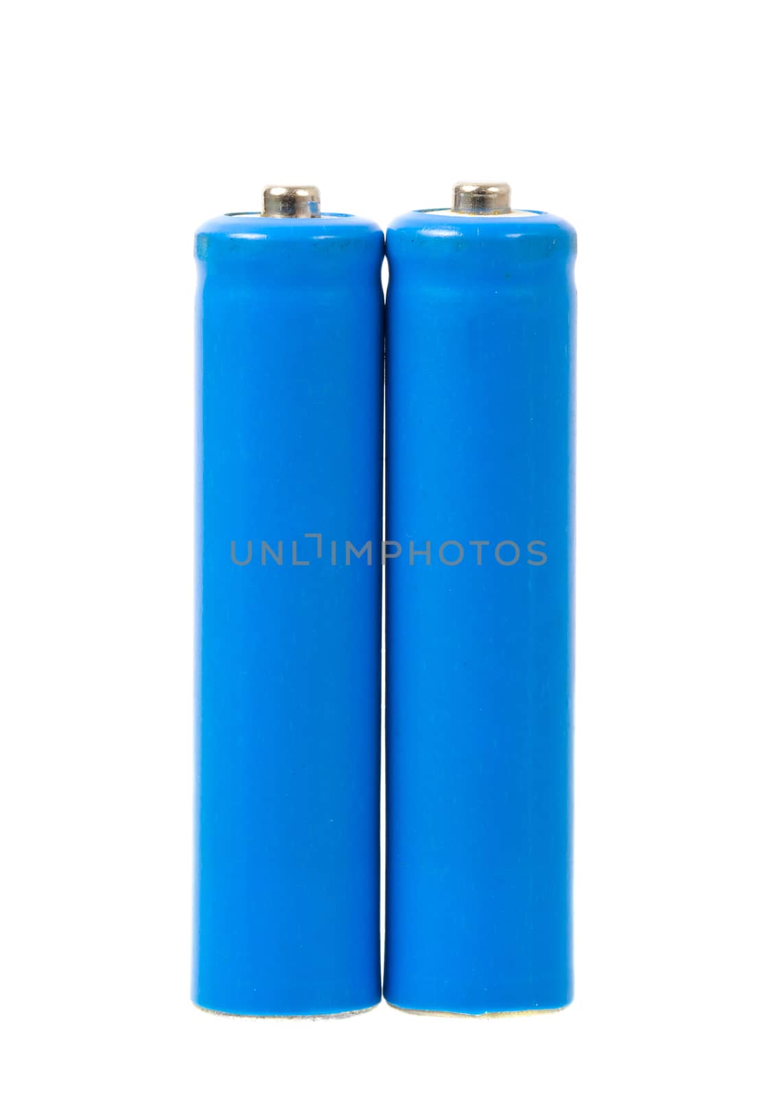 A set a of AAA size batteries on white background