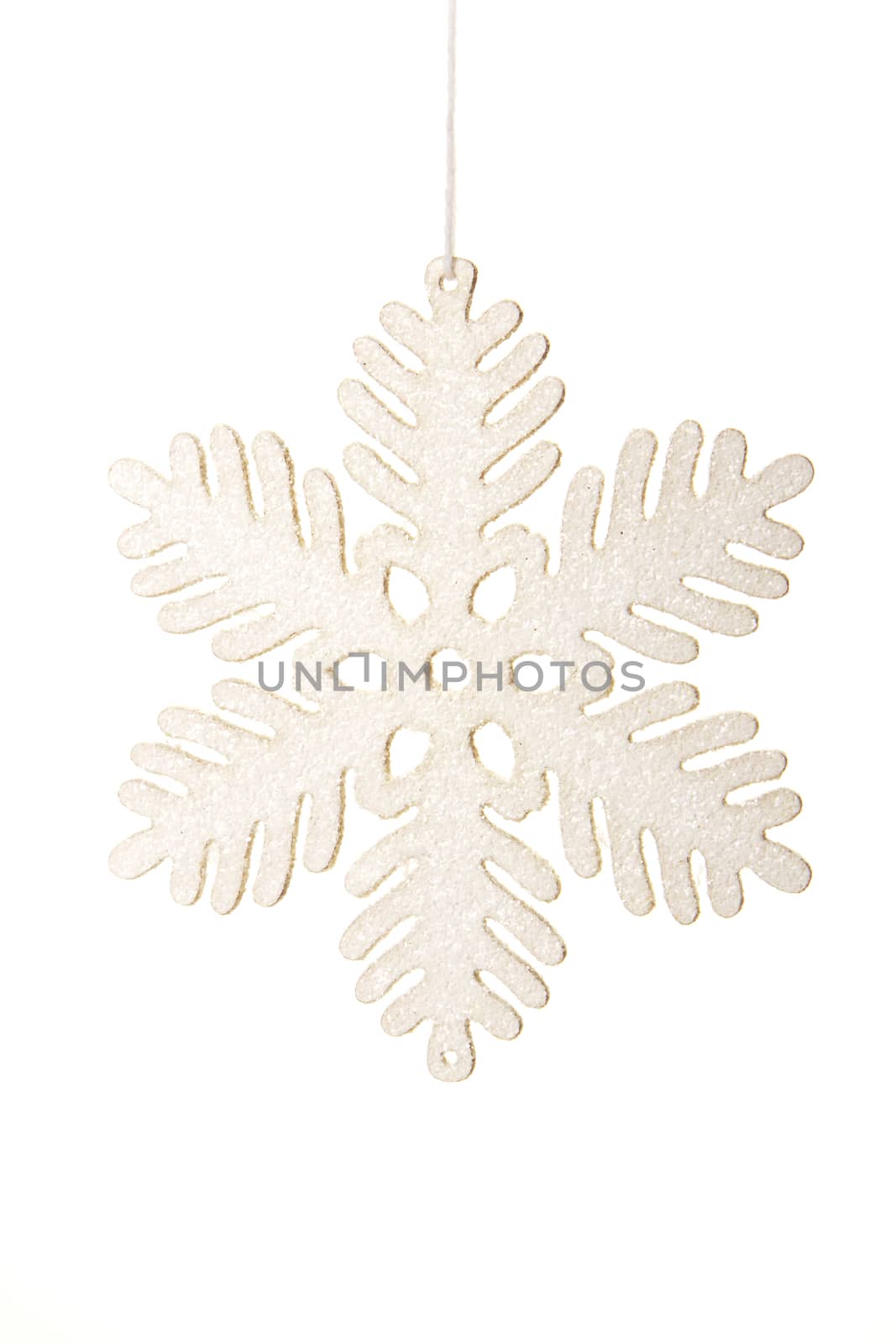 white christmas star isolated hanging on white background