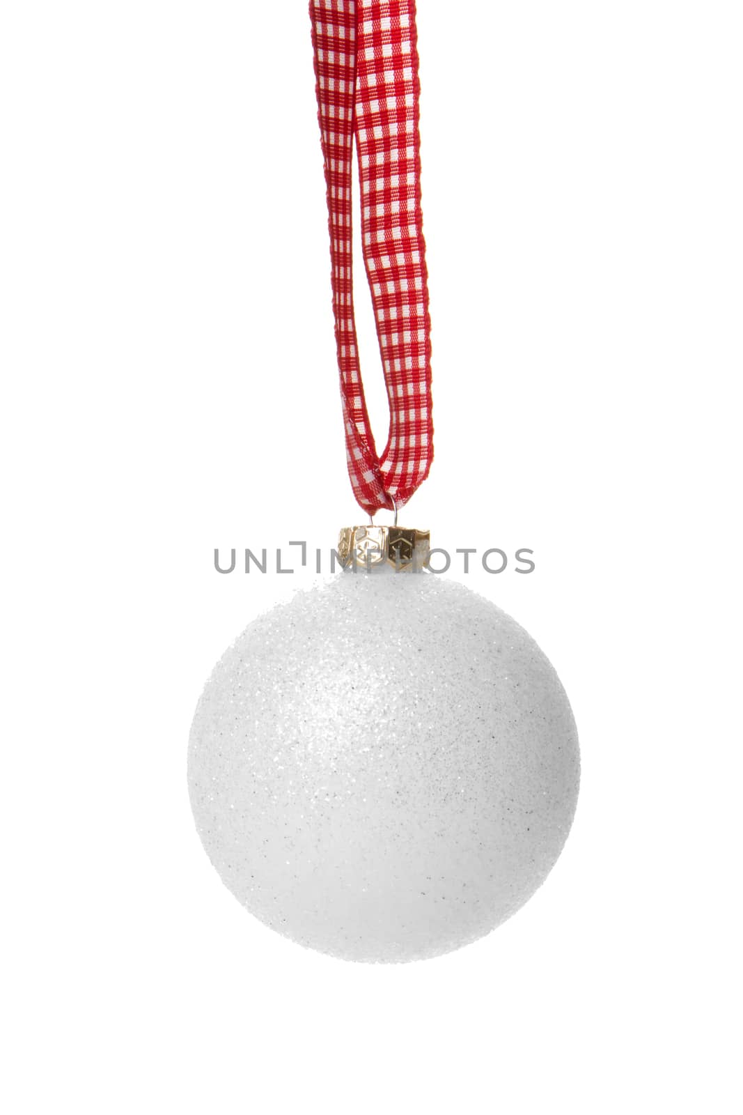 white christmas bauble isolated hanging with white background