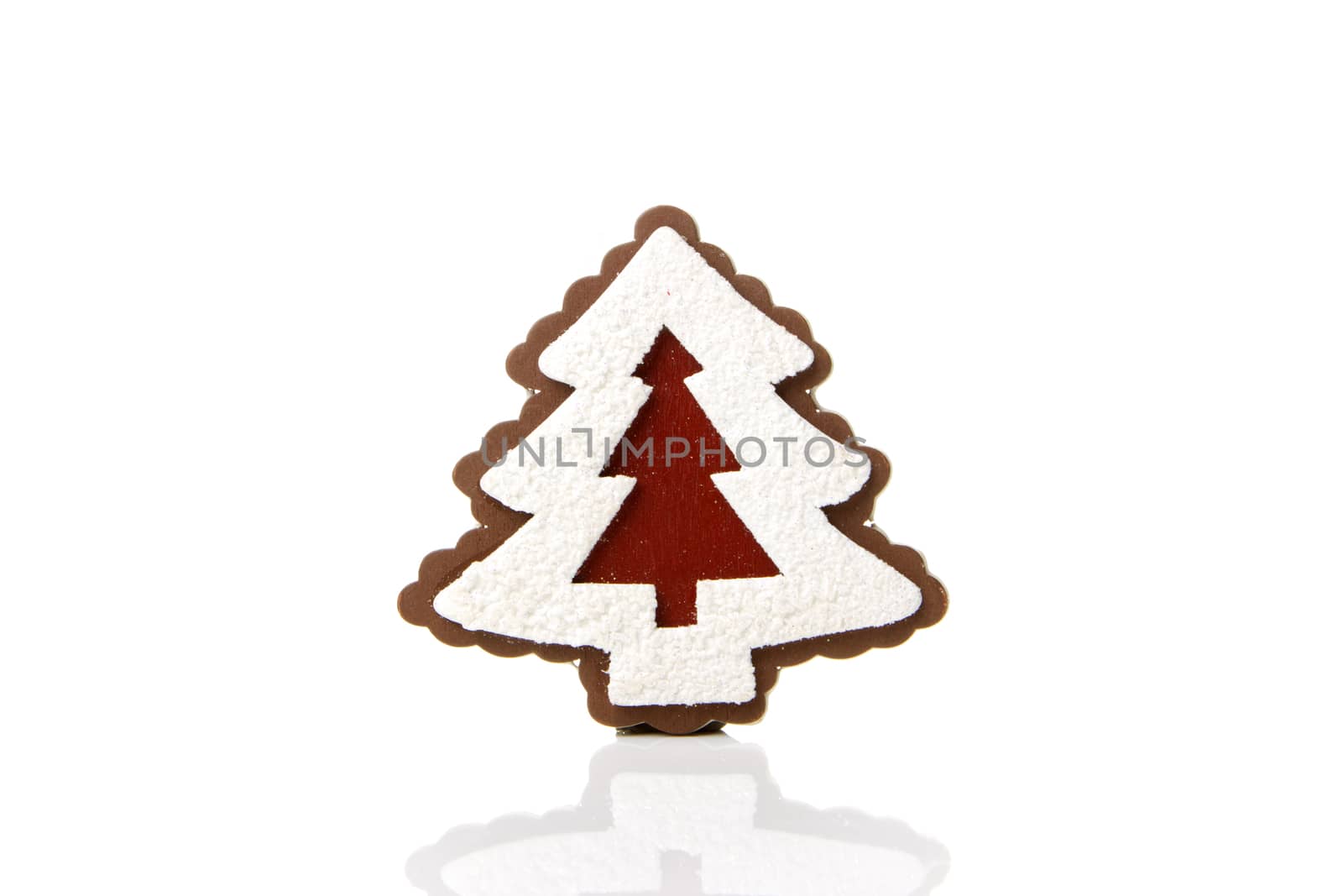 Gingerbread christmas tree as a Christmas decoration with white background