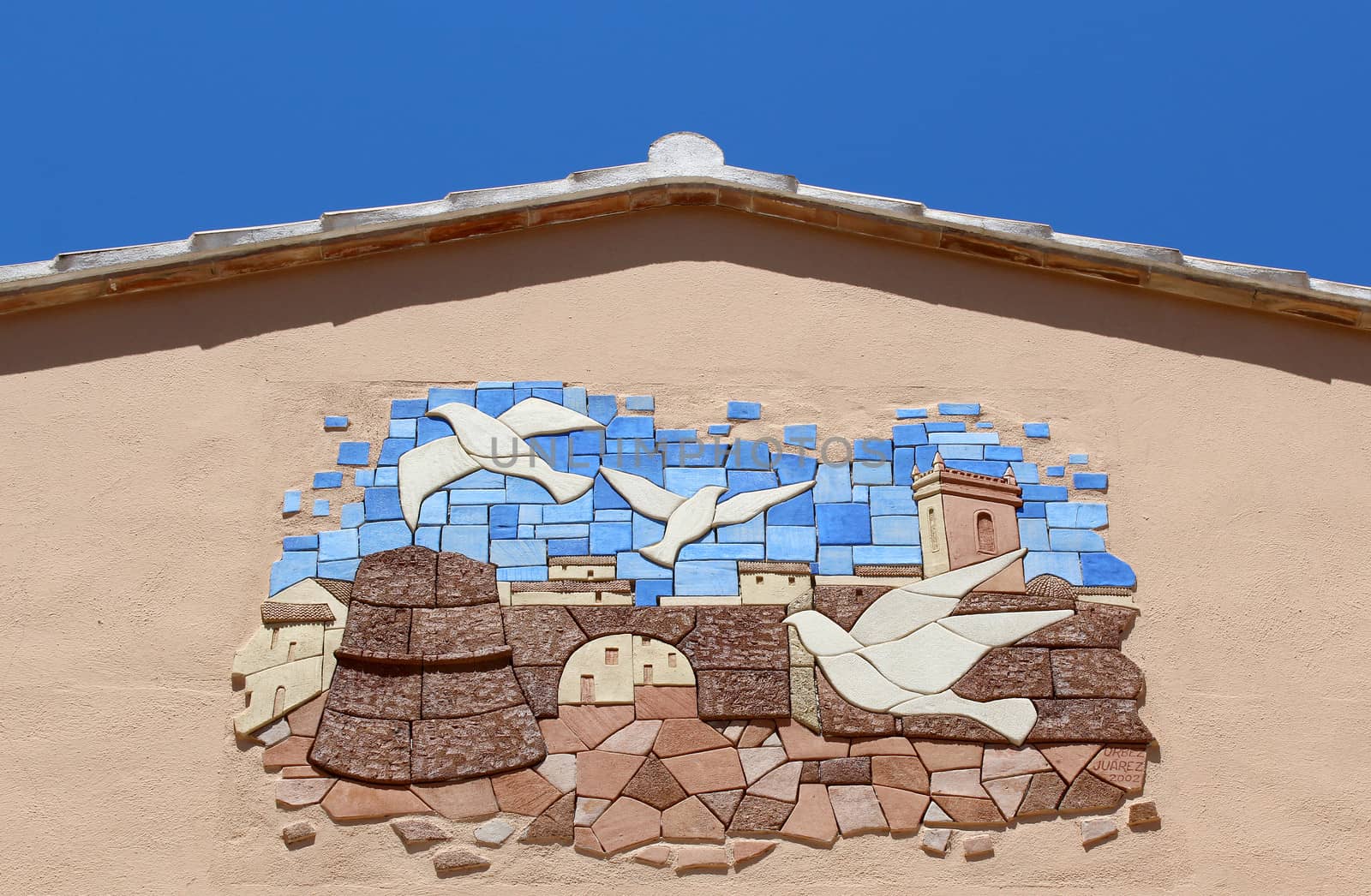 Calpe. Mediterranean Spanish coastal city historic old town center. Tradicional house detail.