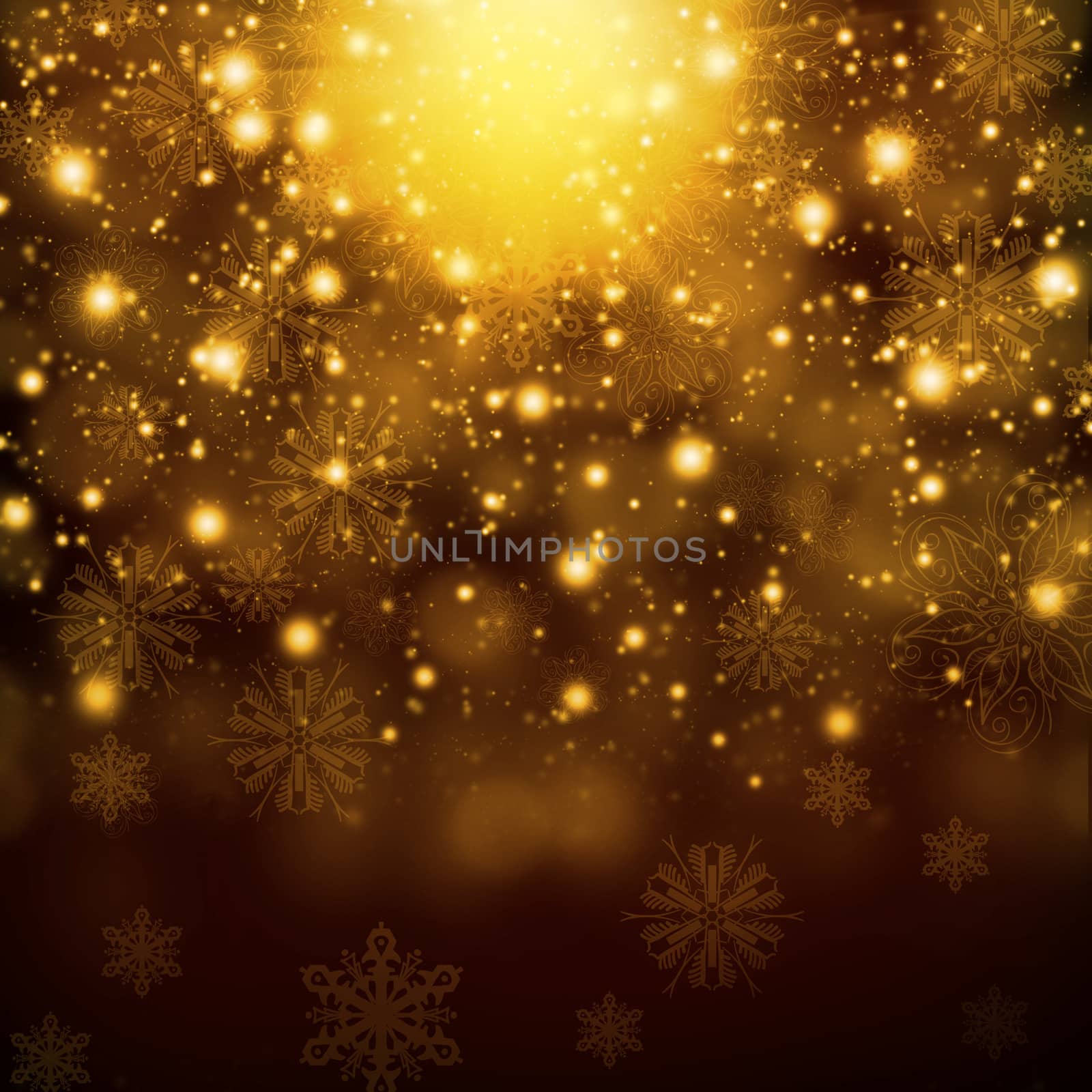 Snowflakes on abstract gold background by cherezoff