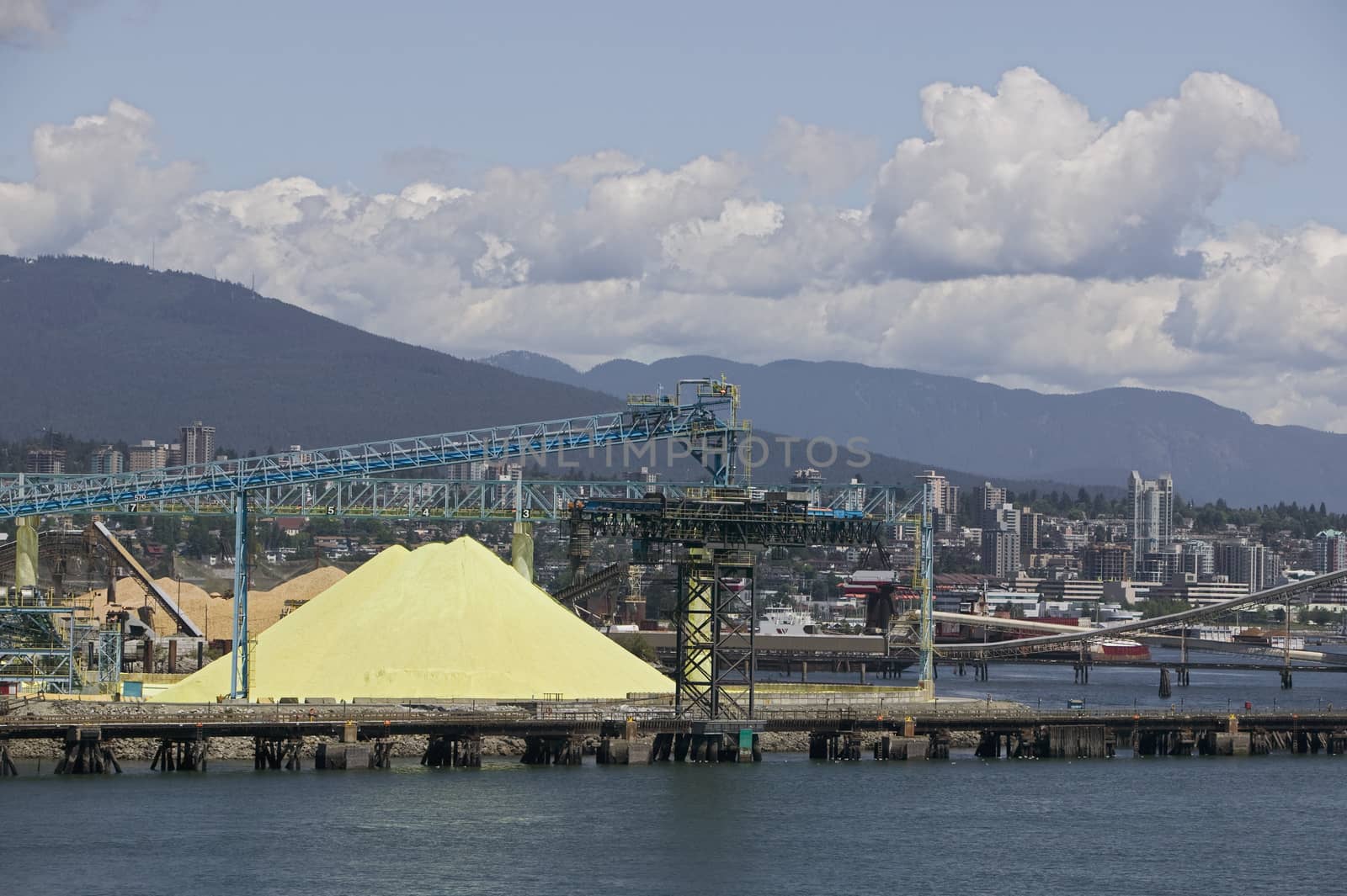 Crane and materials for transportation in Vancouver Harbour British Columbia by moodboard