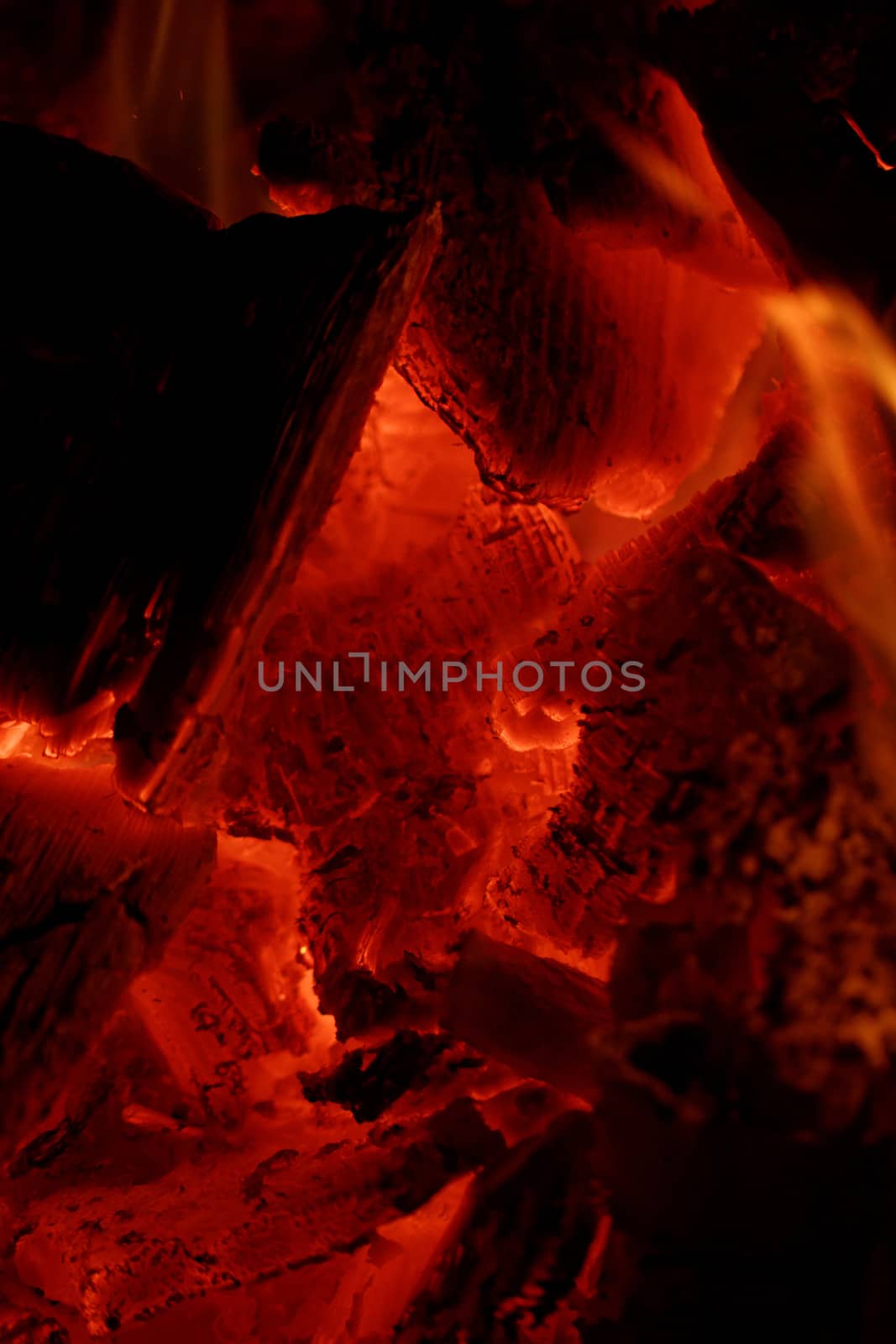 glowing embers in hot red color