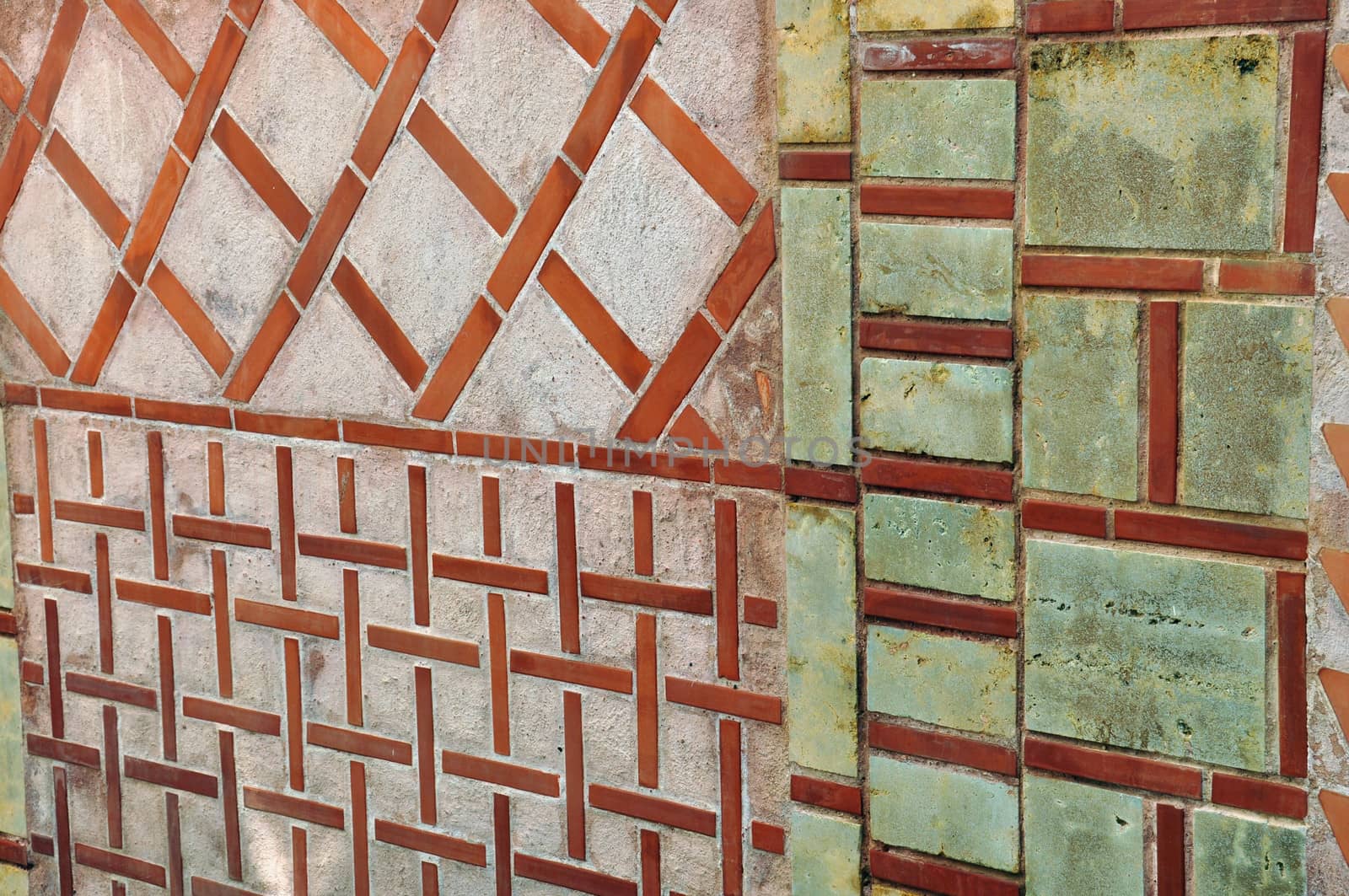 Geometric shapes pattern on old wall. Abstract background.