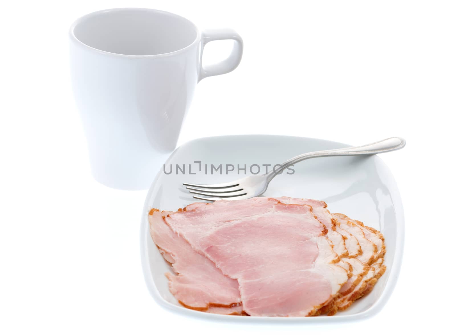 Ham slices on a plate