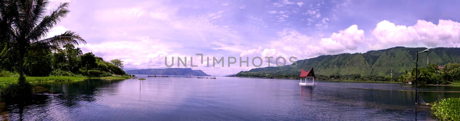 Lake Toba Panorama.
View from Samosir Island, North Sumatra, Indonesia.