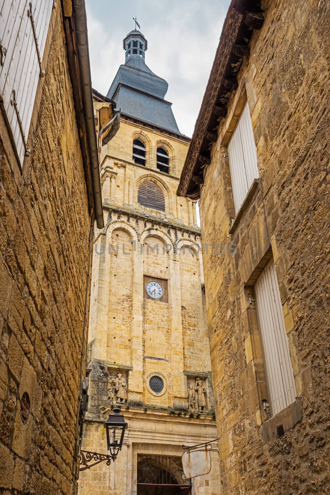 cathedral church in the beautiful city of sarlat dordogne perigord France