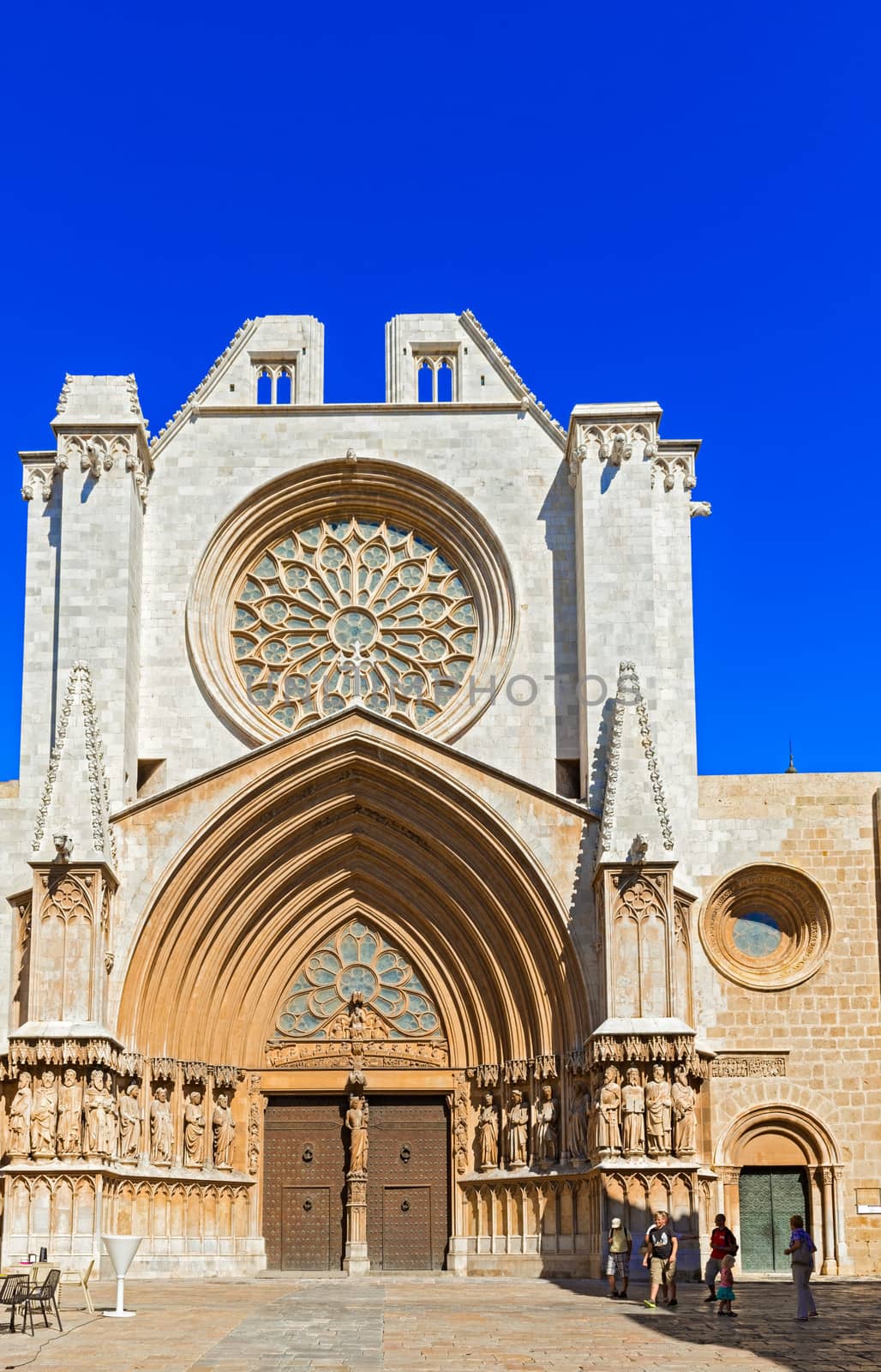 Tarragona, Spain - October 5, 2013: View at entrance into Cathedral of Saint Mary of Tarragona, Catalonia, Spain