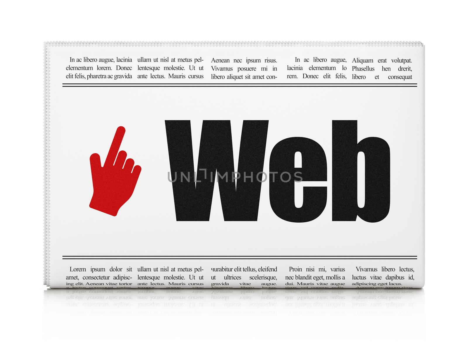 Web design concept: newspaper with Web and Mouse Cursor by maxkabakov