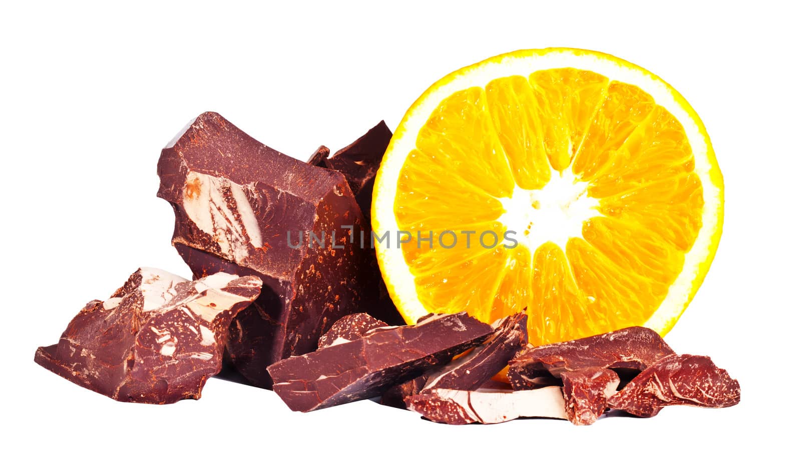 Heap of delicious black chocolate with orange  by RawGroup