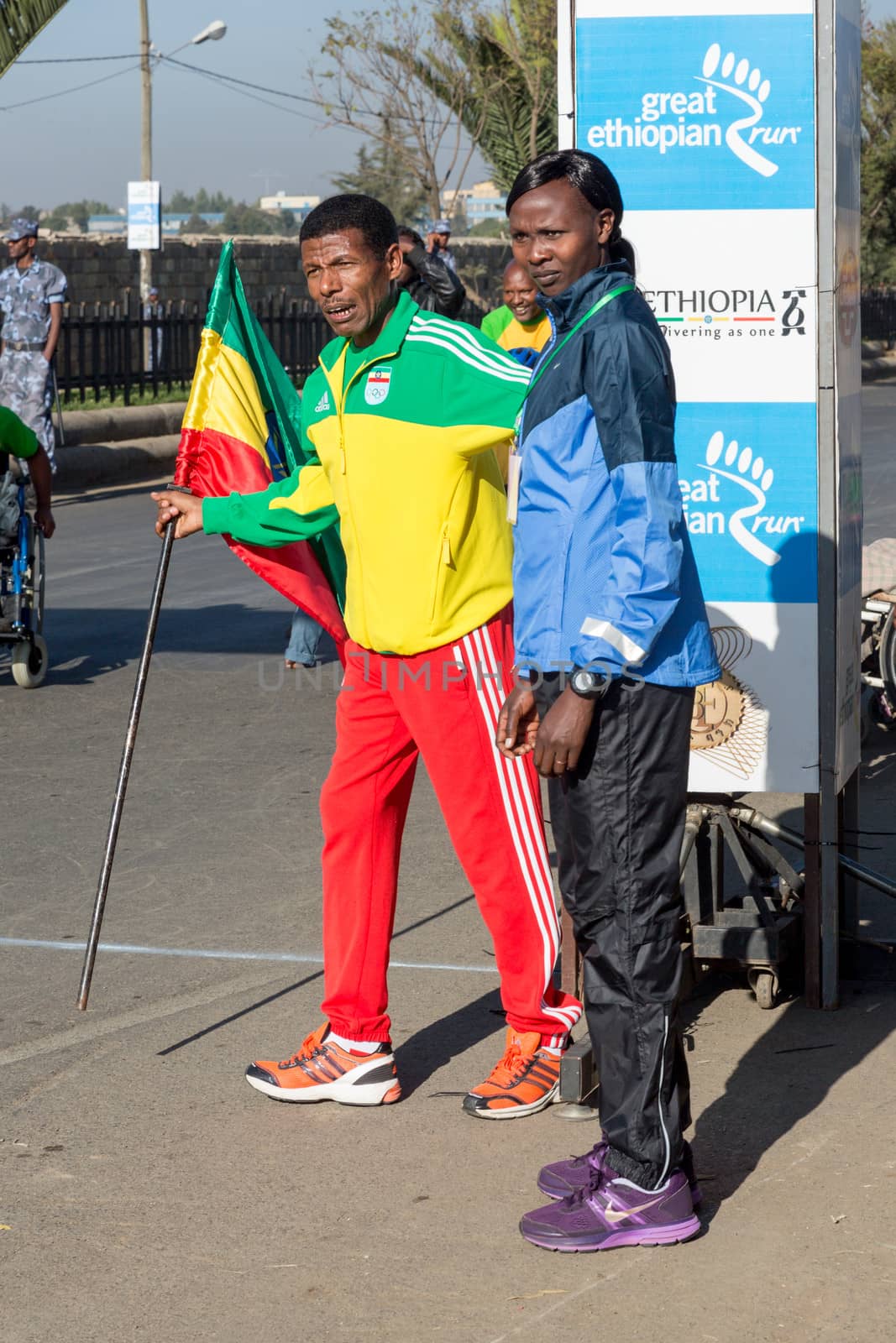 Addis Ababa, Ethiopia – November 24: World renowned athlete Haile Gebrselassie and 2013 NY Marathon winner Priscah Jeptoo at the 13th Edition Ethiopian Great Run, 24th of November 2013 in Addis Ababa, Ethiopia.