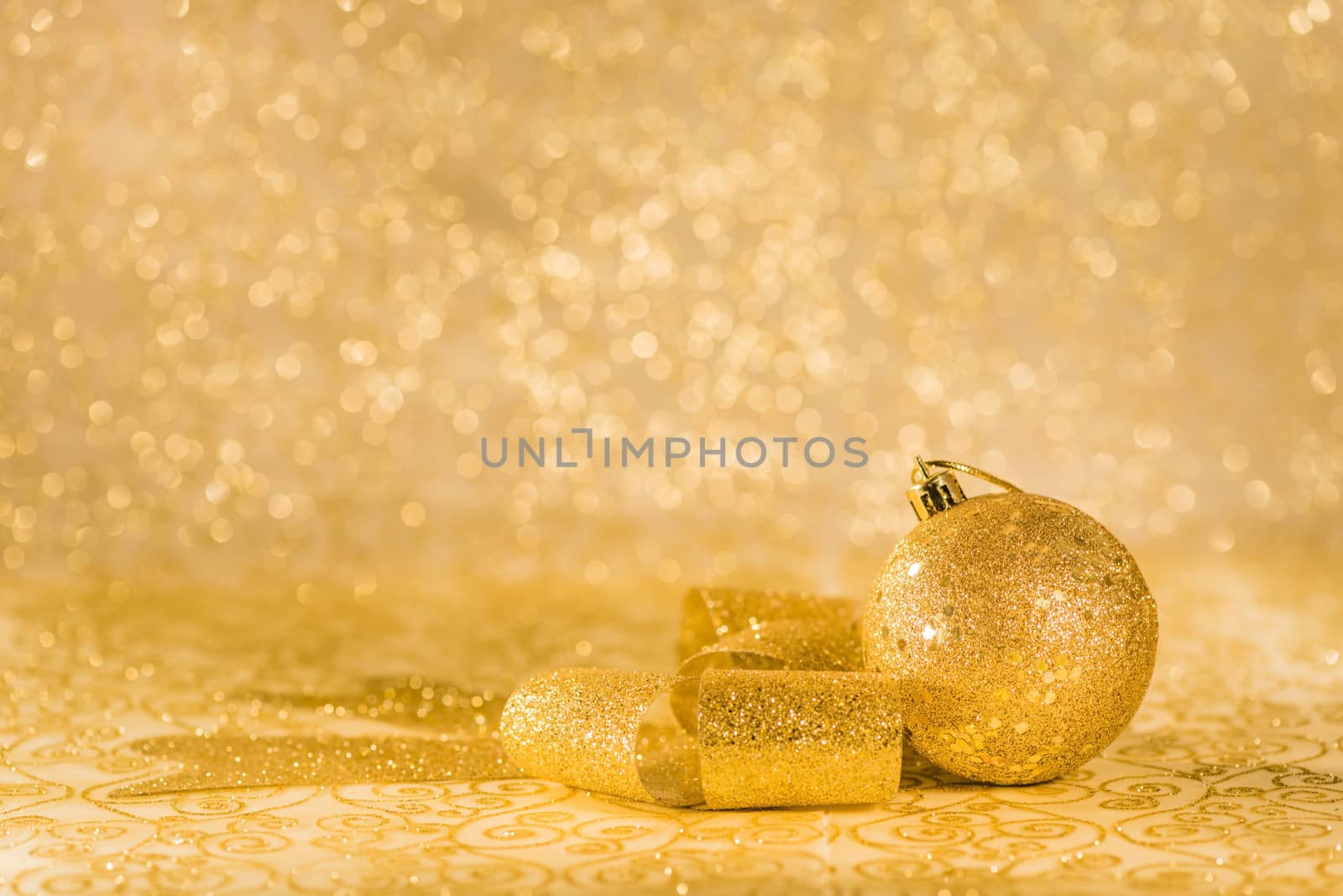 Golden Chtistmas decorations with clipping parh