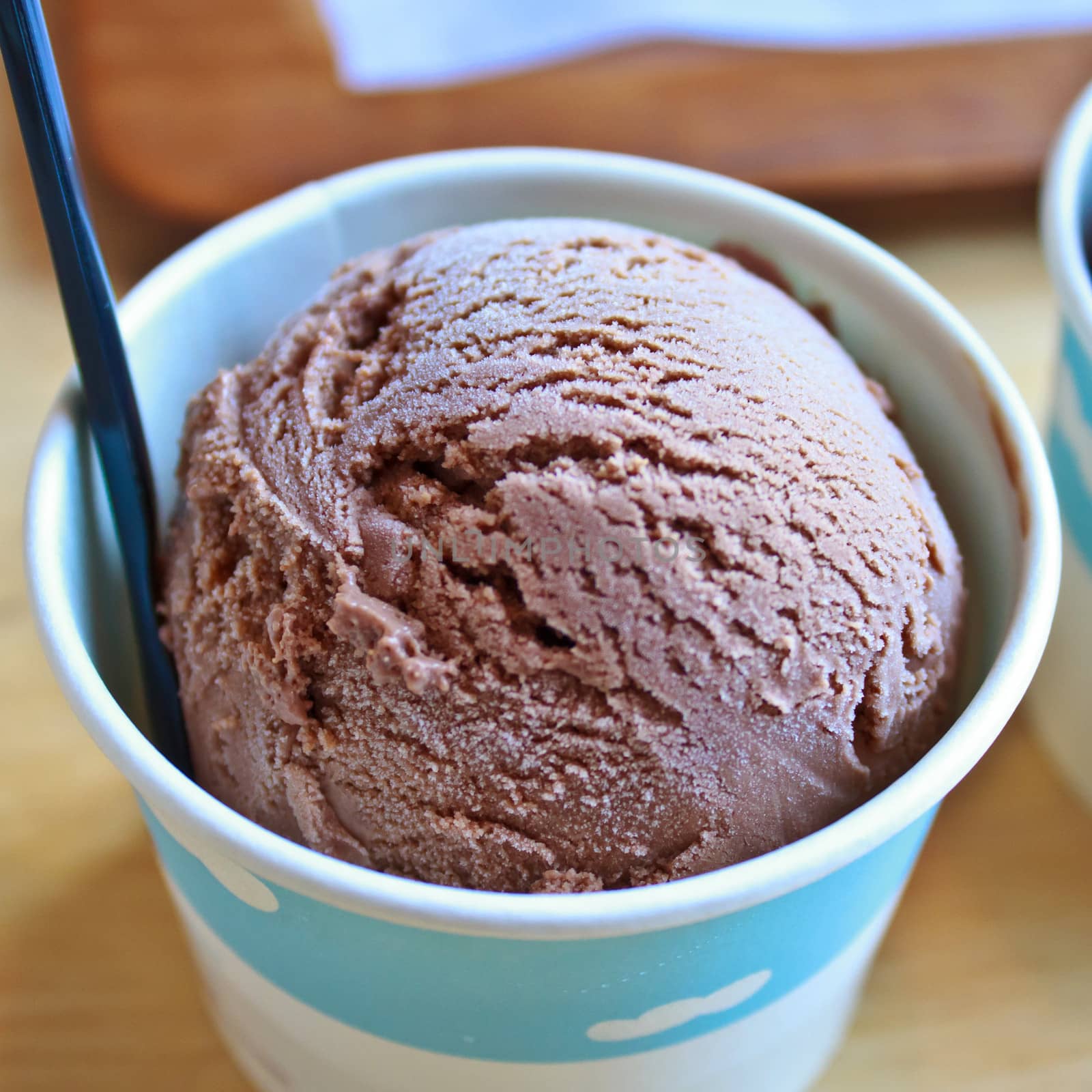 Homemade chocolate ice cream scoop