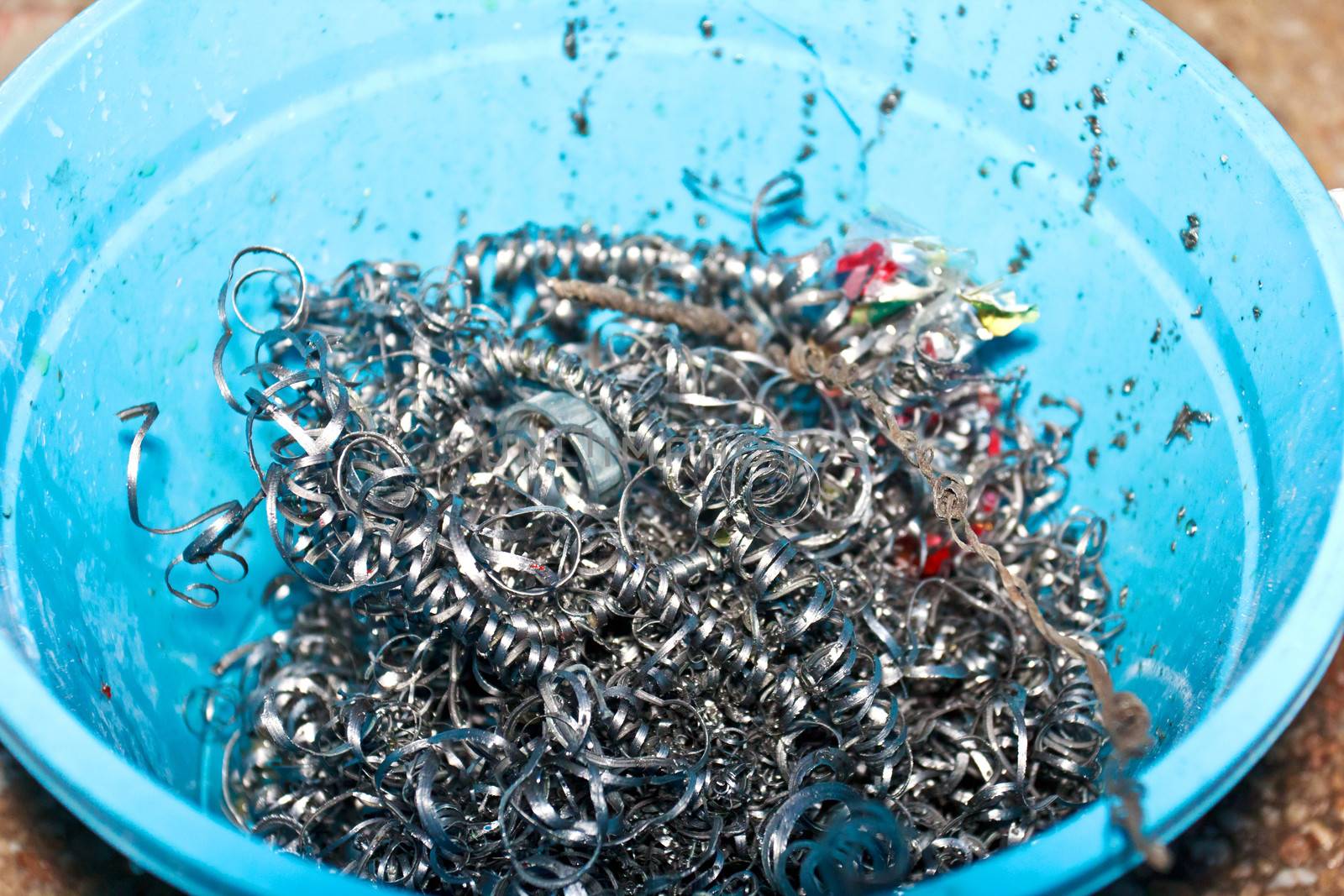 Scrap metal in the bucket