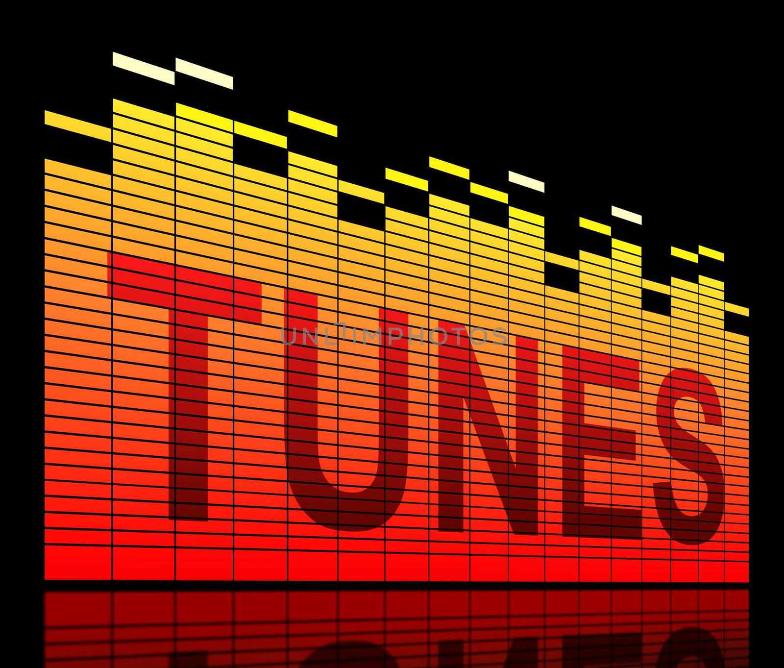 Illustration depicting graphic equalizer level bars with a tunes concept.