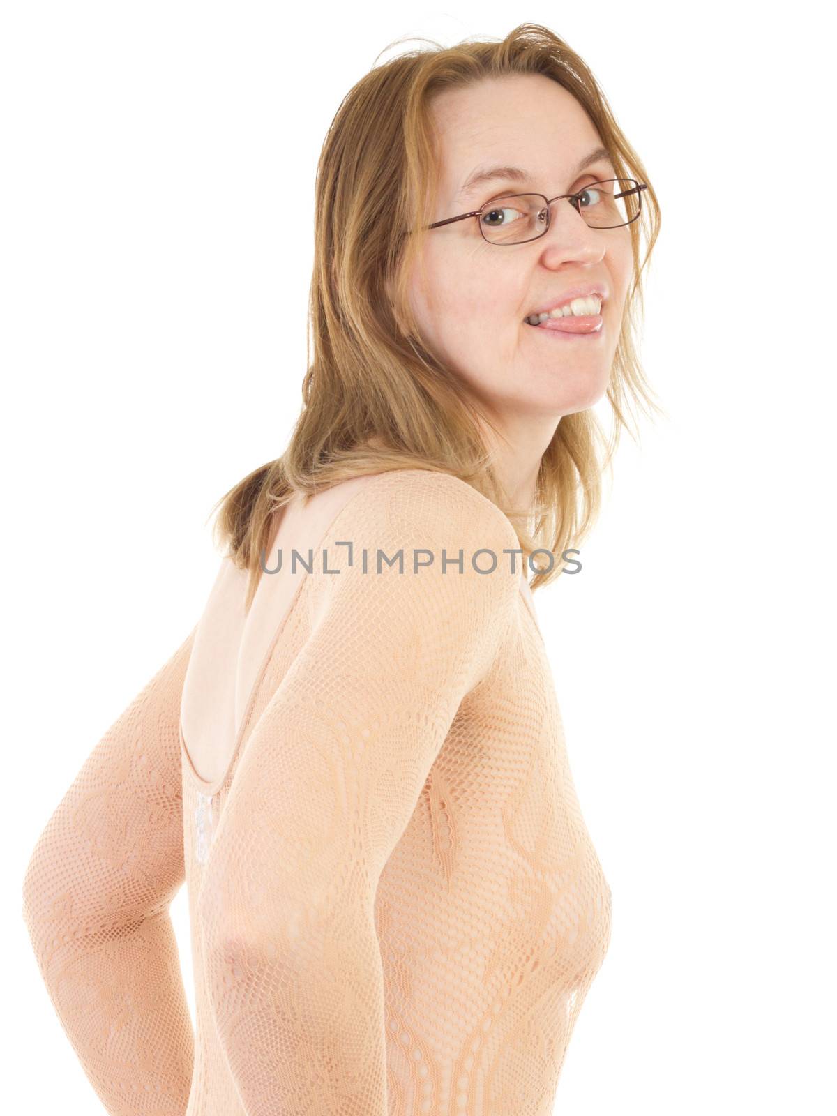 Woman poking her tongue out at her boyfriend