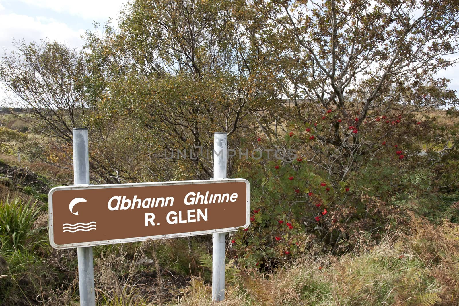 sign for the river glen in county Donegal Ireland