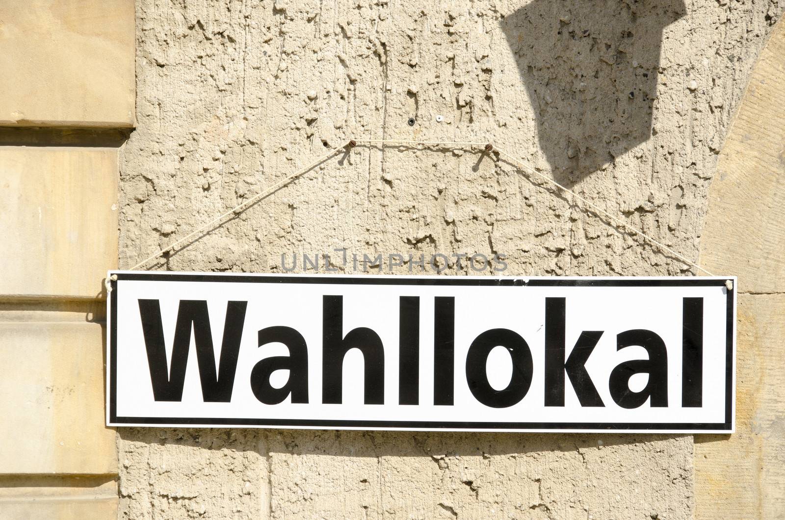 German sign for elections on a house wall, Wahllokal
