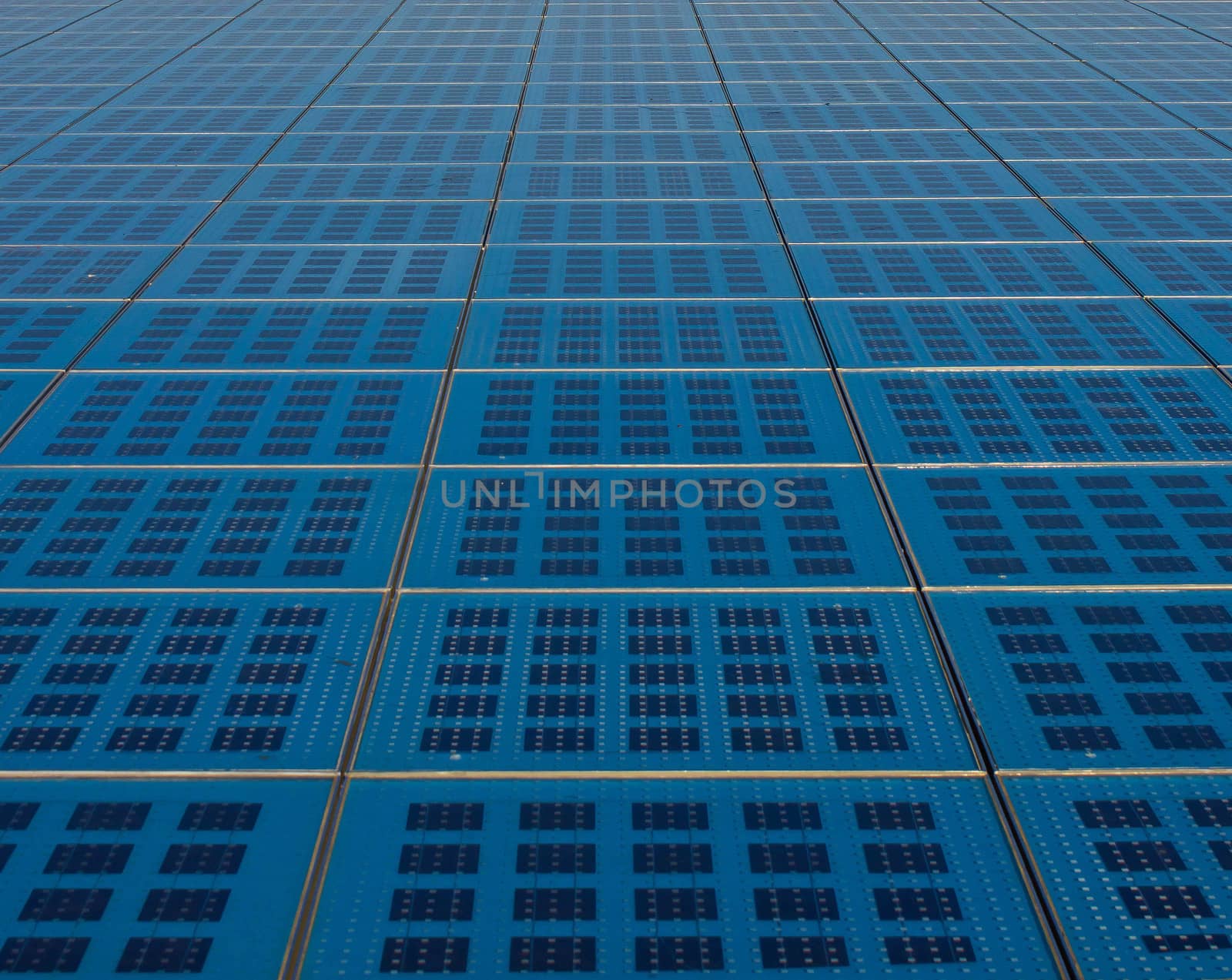 Blue solar panel collector closeup view