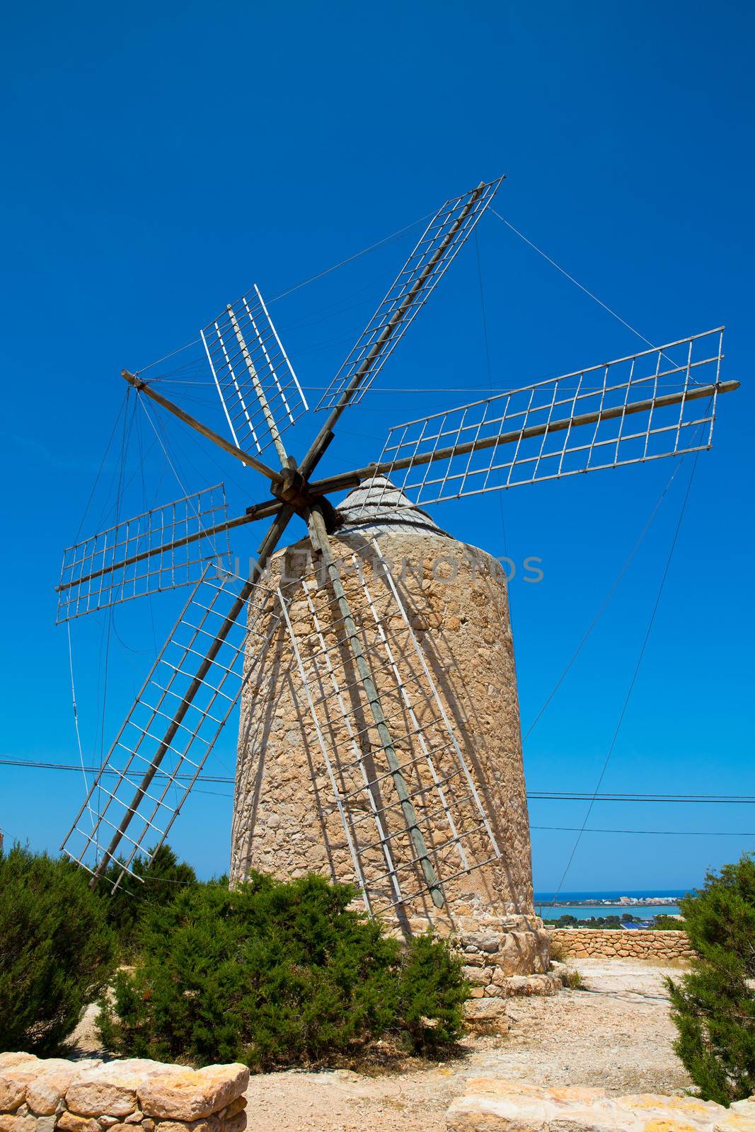 Formentera Windmill wind mill vintage masonry and wood by lunamarina