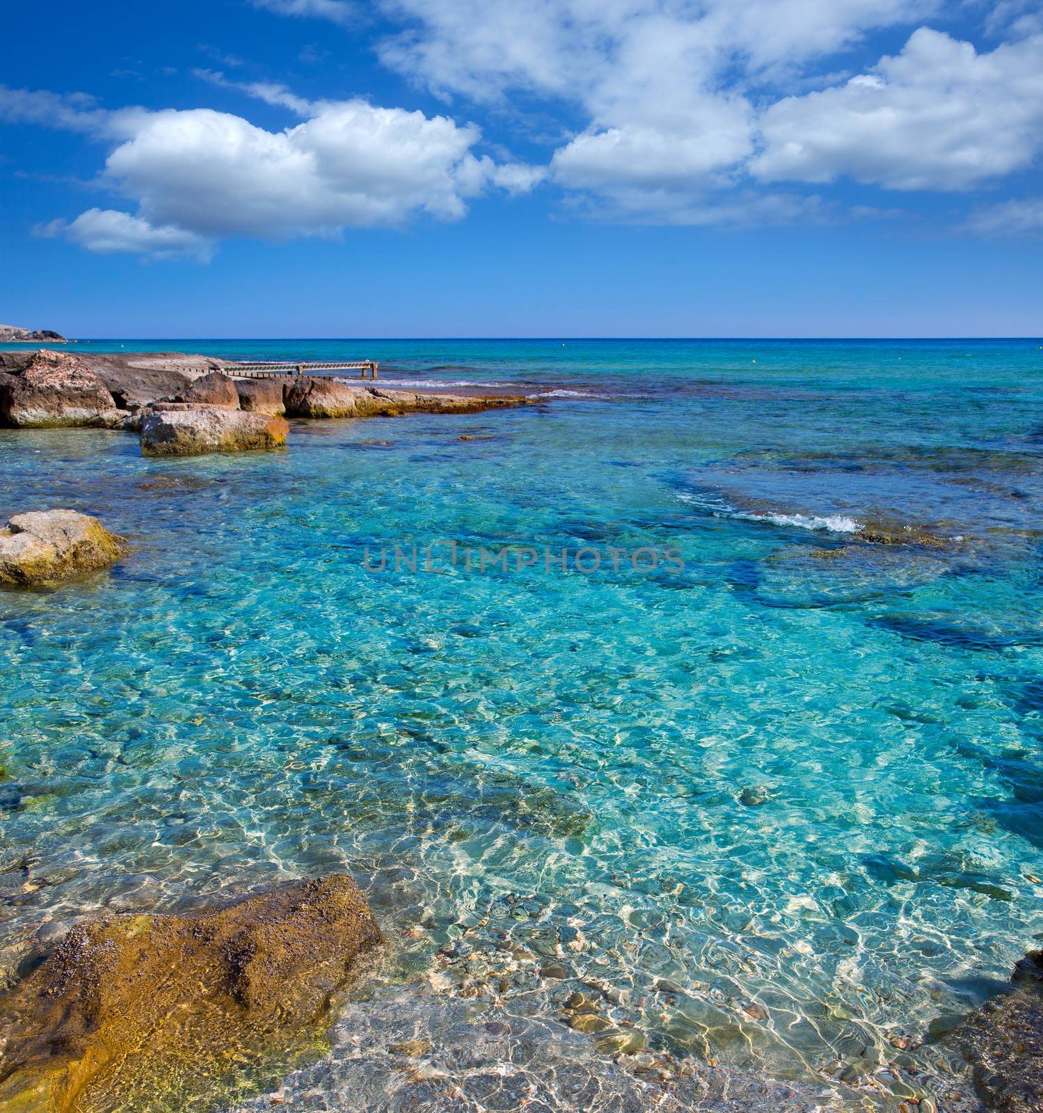 Formentera Mitjorn beach with turquoise Mediterranean by lunamarina