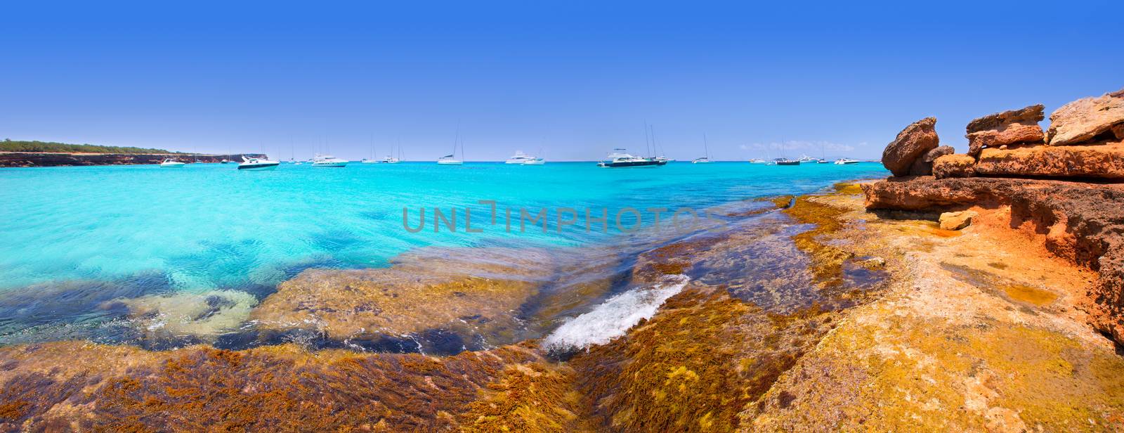 Formentera panoramic Cala Saona beach Balearic Islands by lunamarina