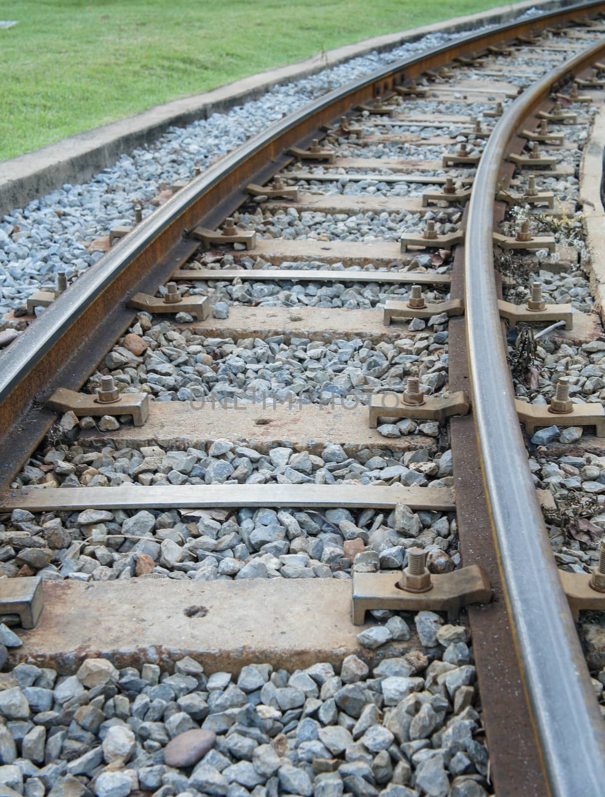 Line of railway track in the park