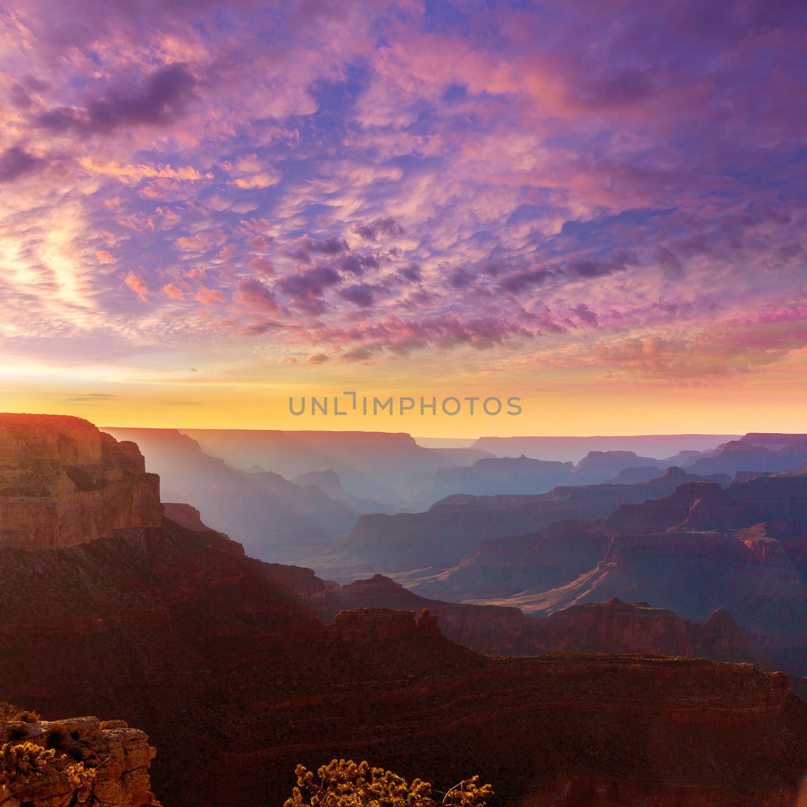 Arizona sunset Grand Canyon National Park Yavapai Point USA