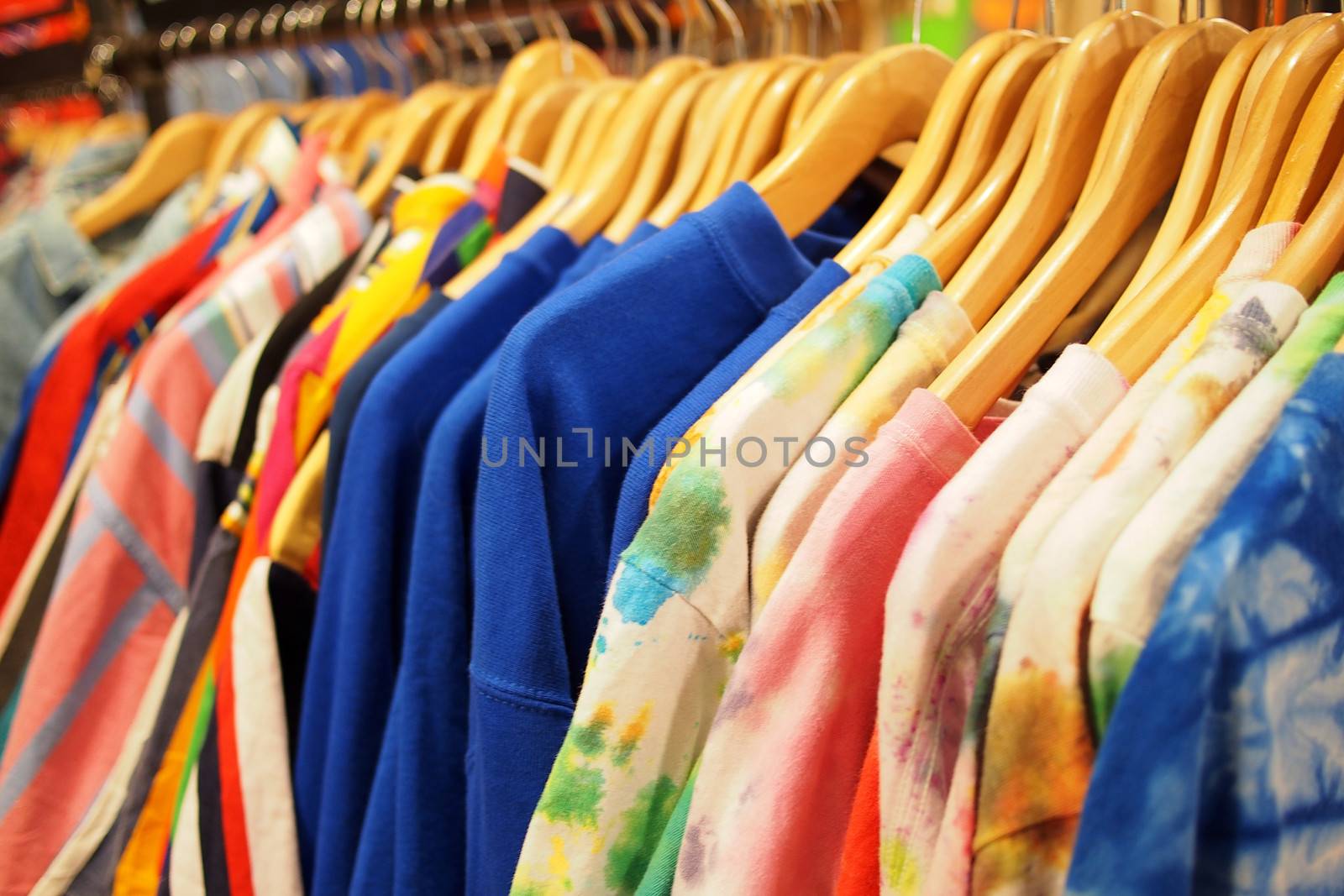 Attractive trendy apparels displayed in showroom