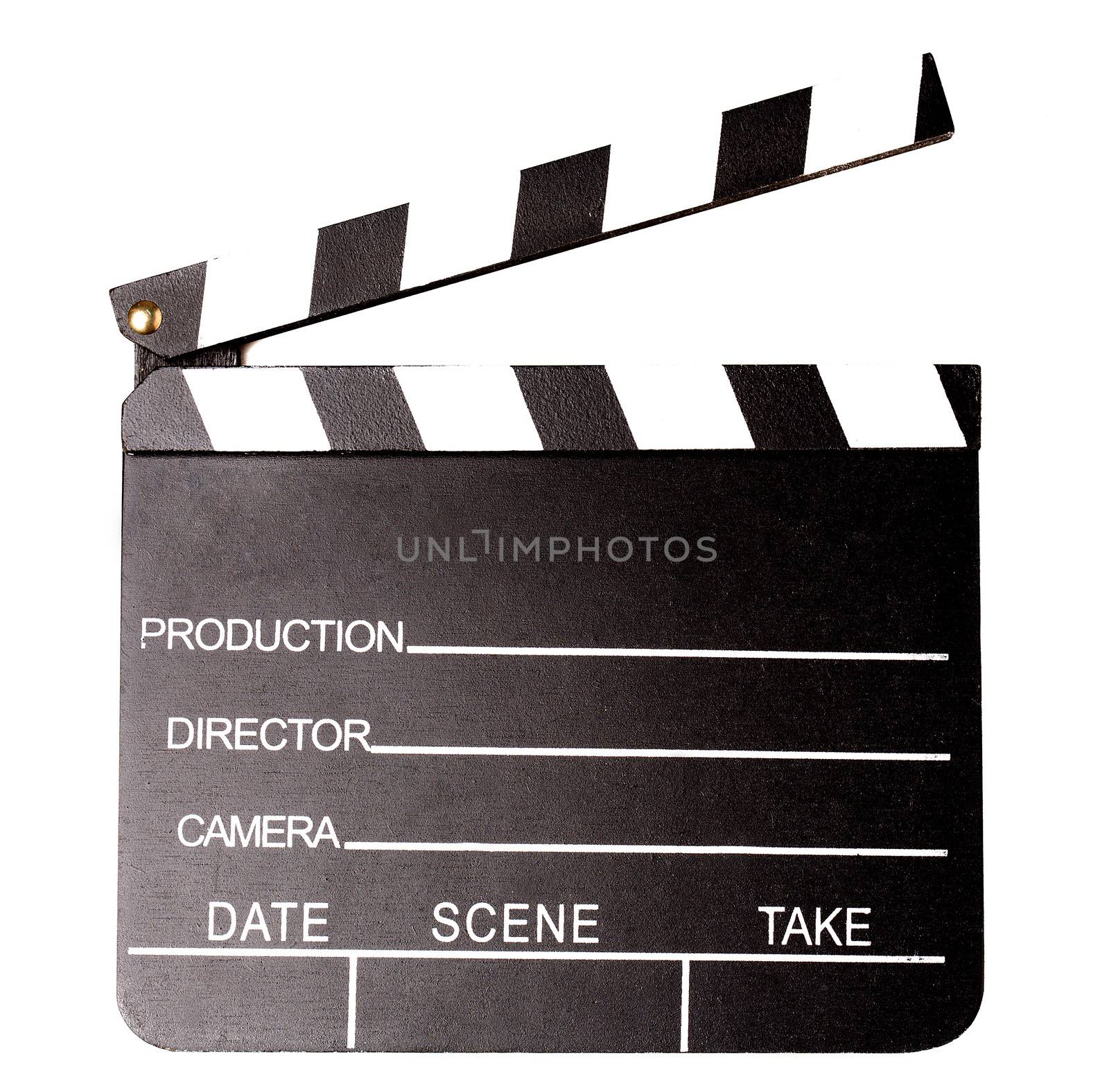Isolated clapperboard, closeup shot by stockyimages
