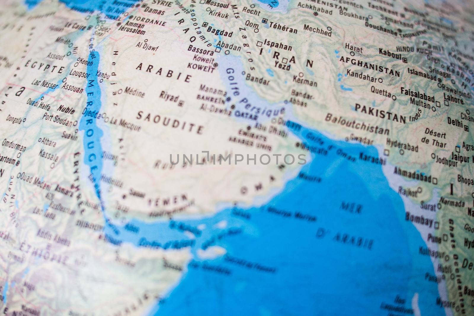 World map, closeup shot by stockyimages