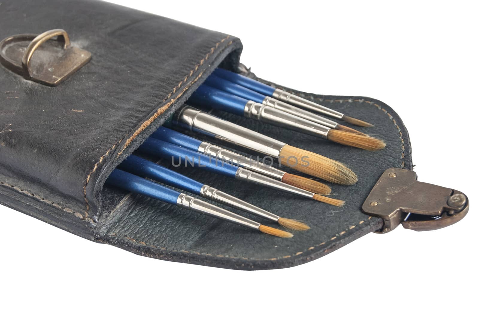 Leather case and paint brushes by varbenov