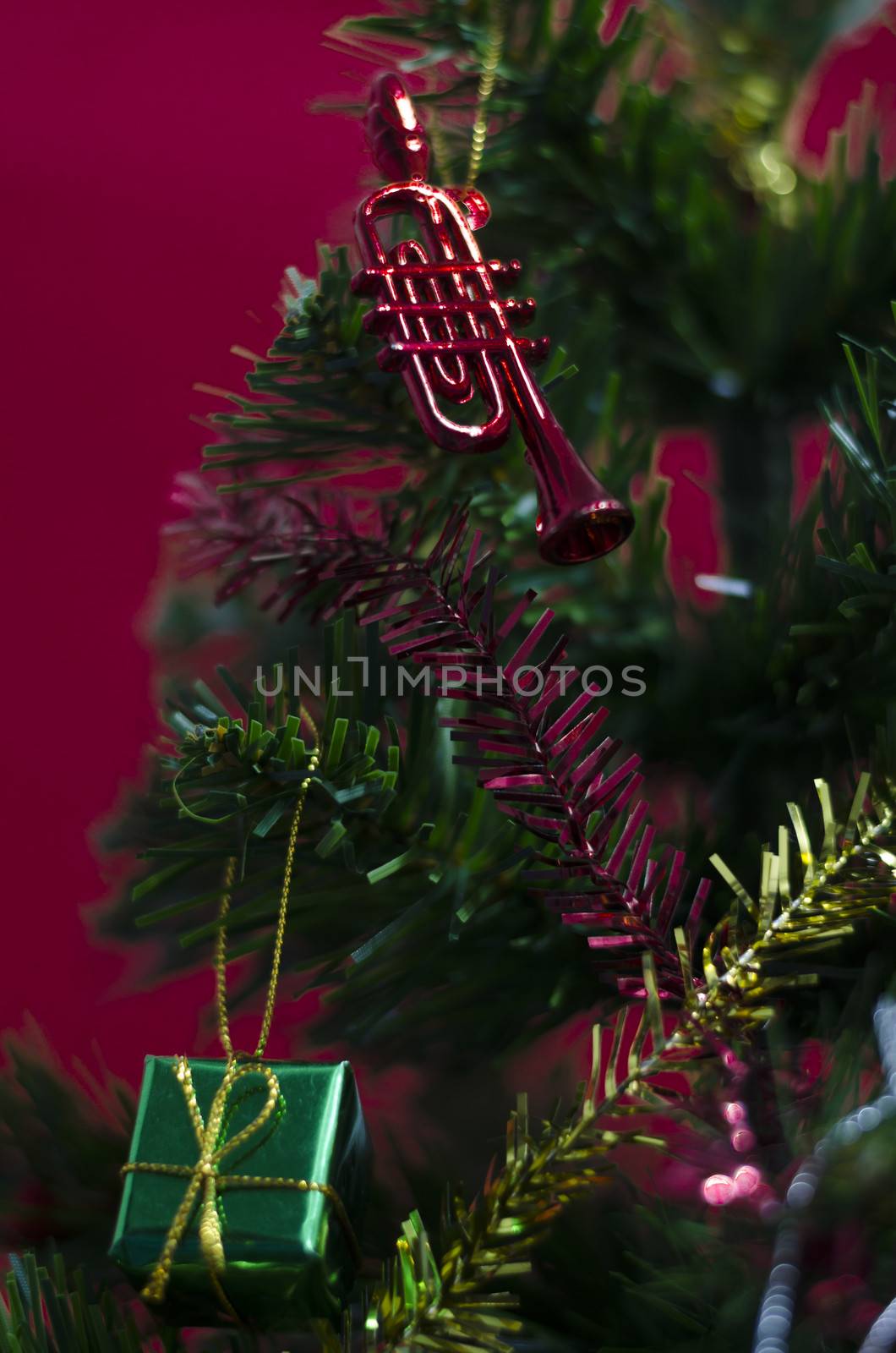 decorate christmas on red background