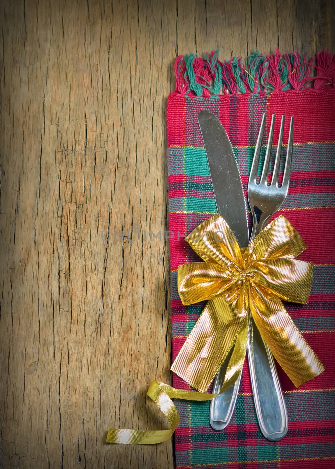 Christmas Decoration Over Wooden Background. Decorations over Wood. Vintage