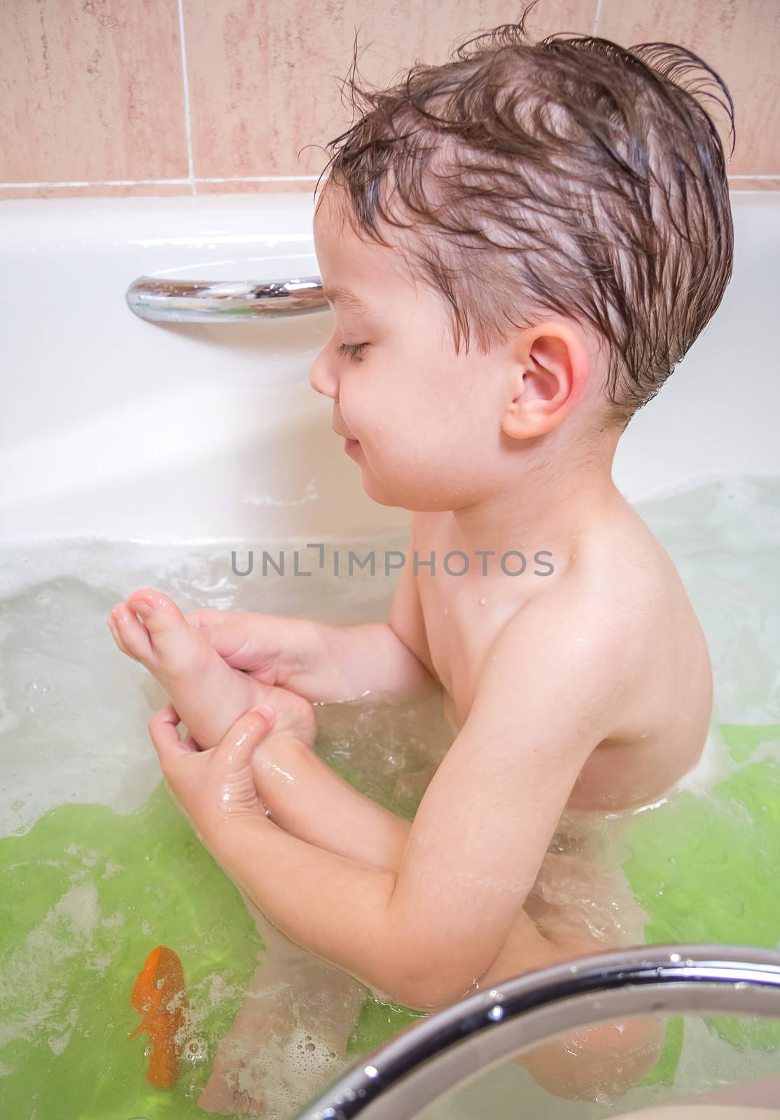 Cute boy happiness having bath by doble.d