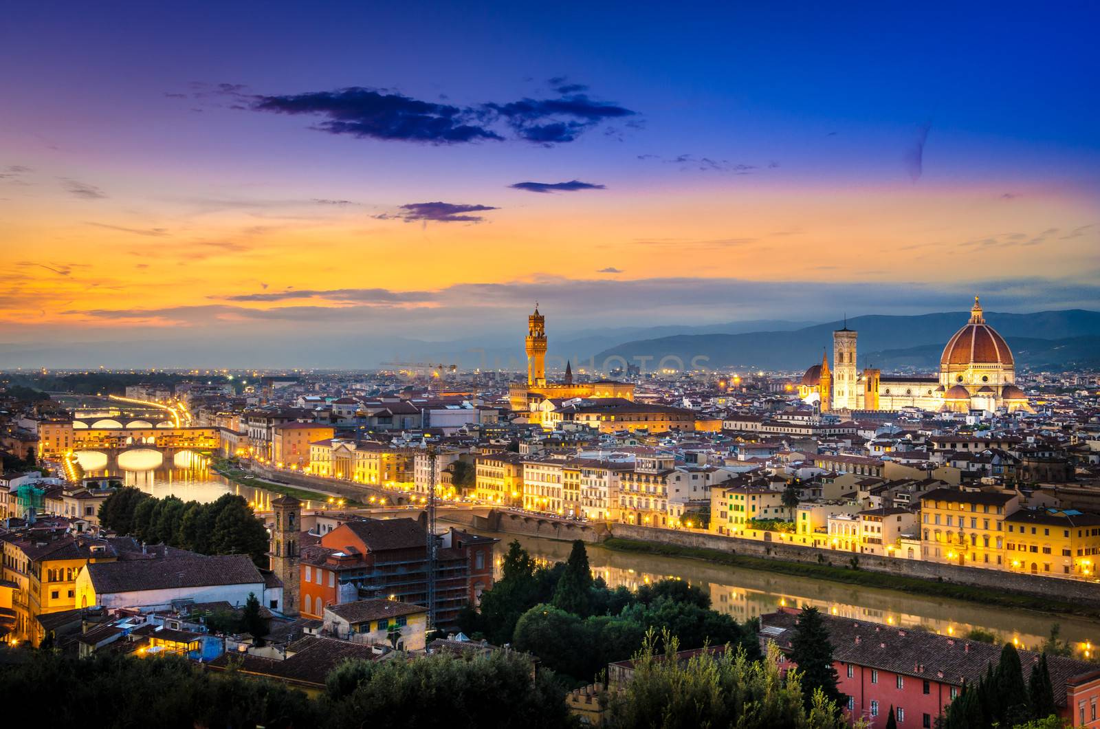 Scenic view of Florence after sunset from Piazzale Michelangelo by martinm303