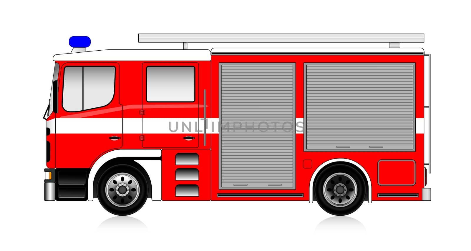 big red firetruck isolated on white