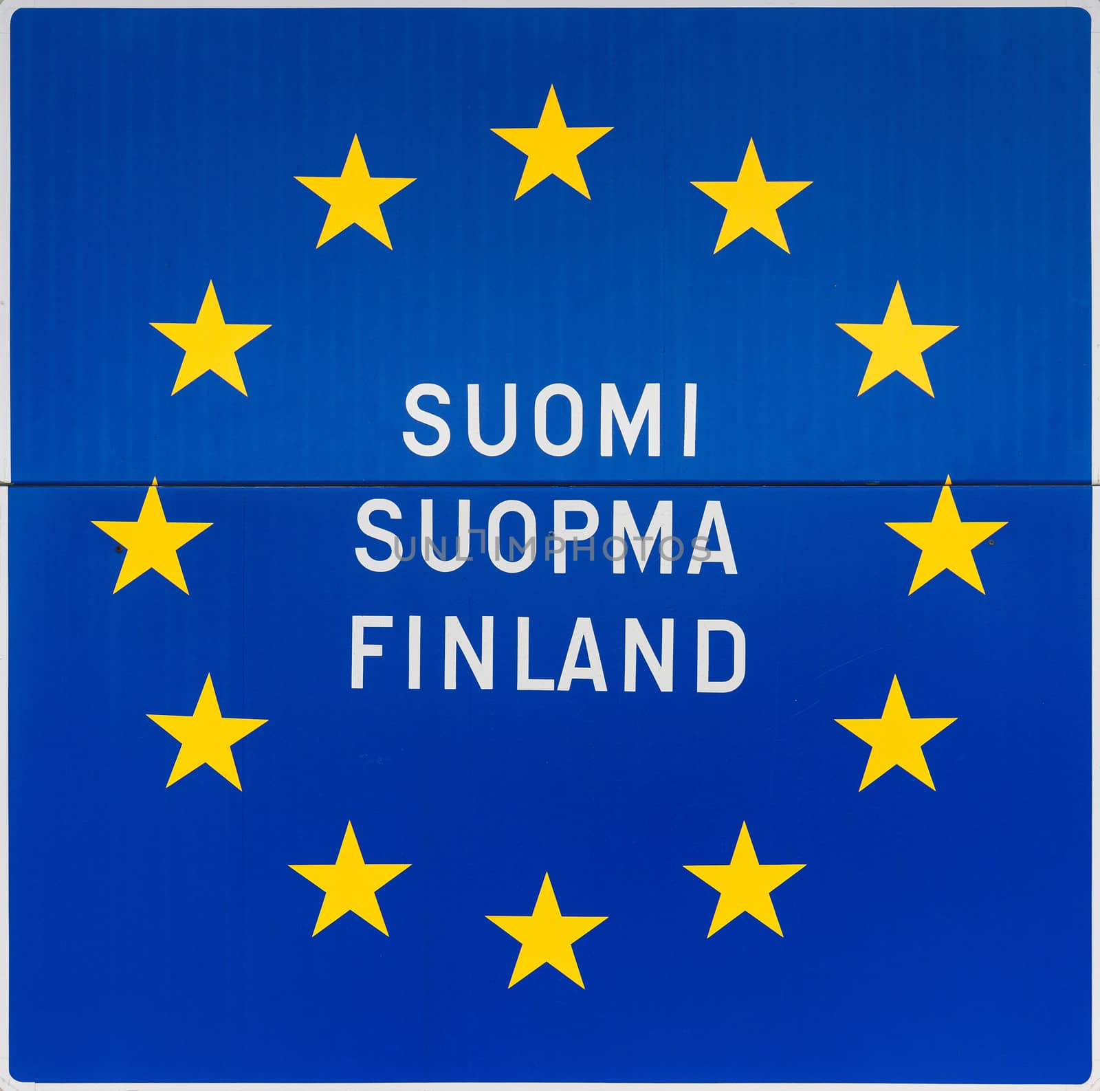 European sign with the name of Finland in three languages. by Claudine