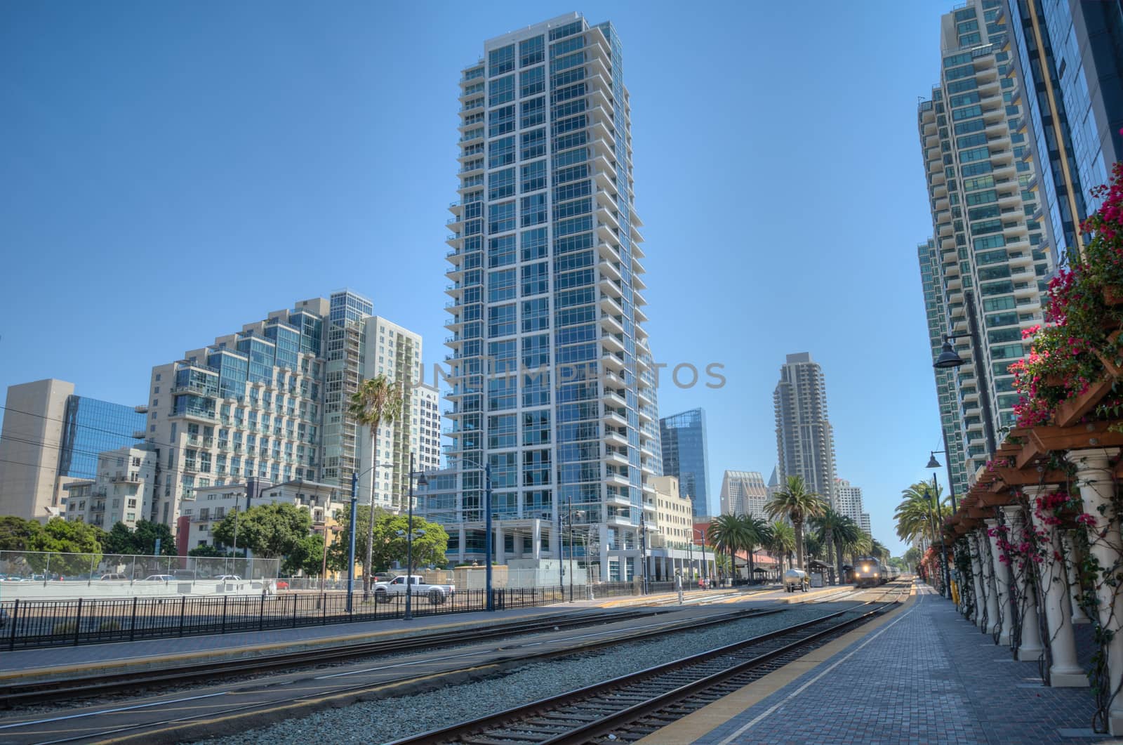 San Diego central station skyline buildings california, USA