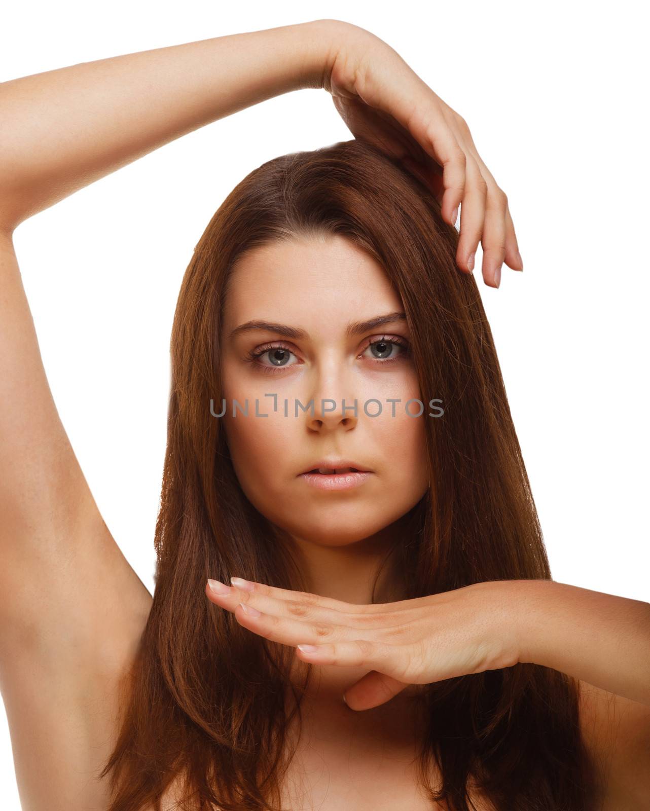 women perfect skin and hands eyes isolated by maxximmm