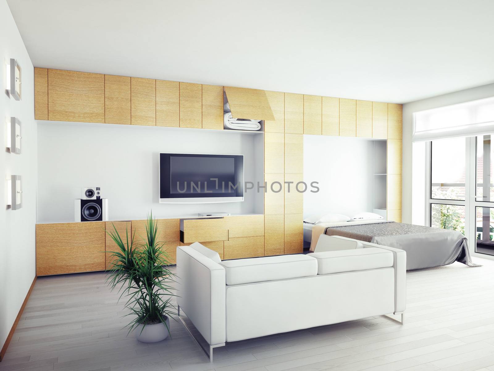 modern  interior design (computer generated image, 3D)