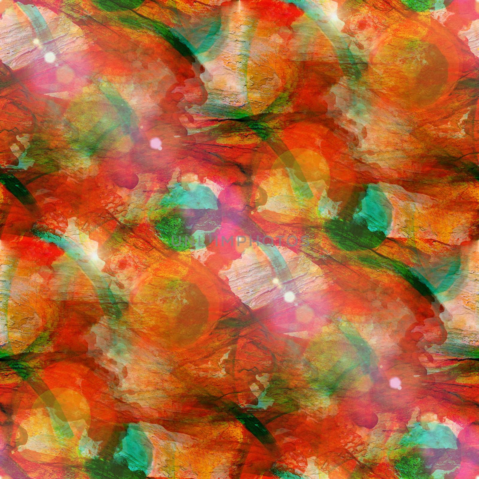 sun glare background red, green watercolor art seamless texture abstract brush