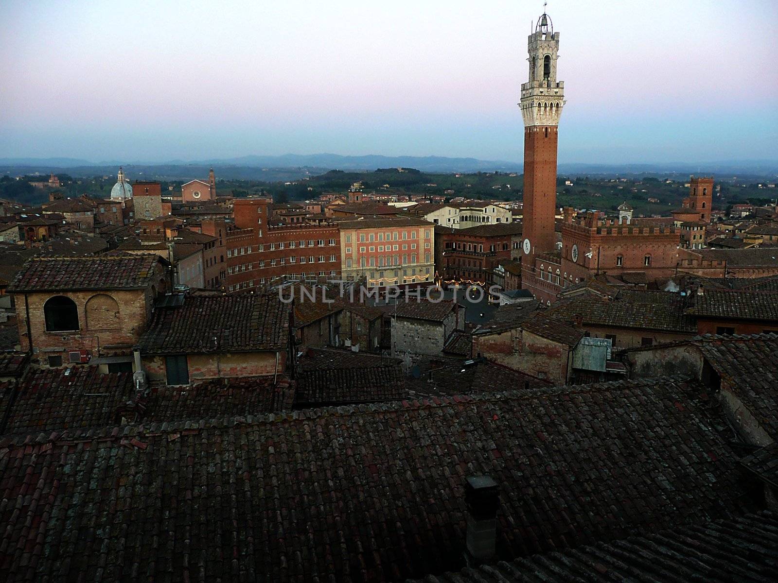 Aerial View of the city centre, Siena, Italy by marcorubino