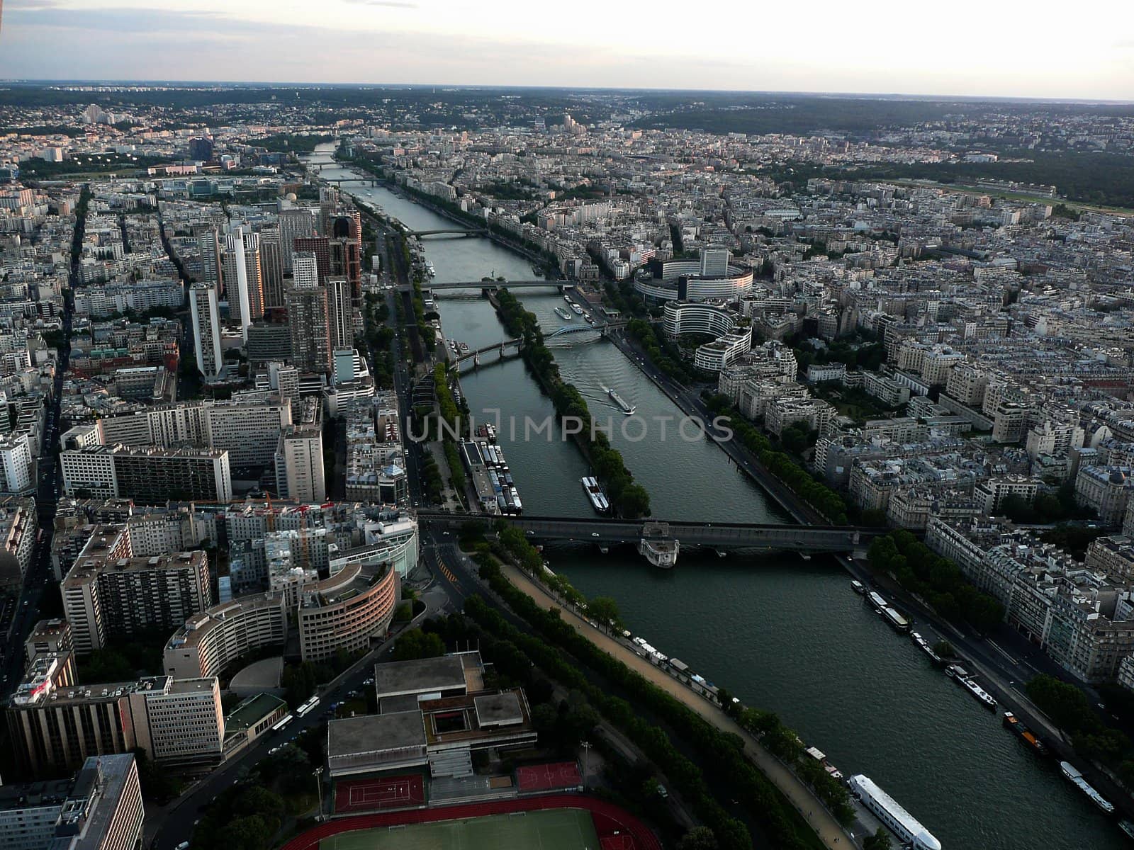 Panoramic View of Paris from Tour Eiffel, France by marcorubino