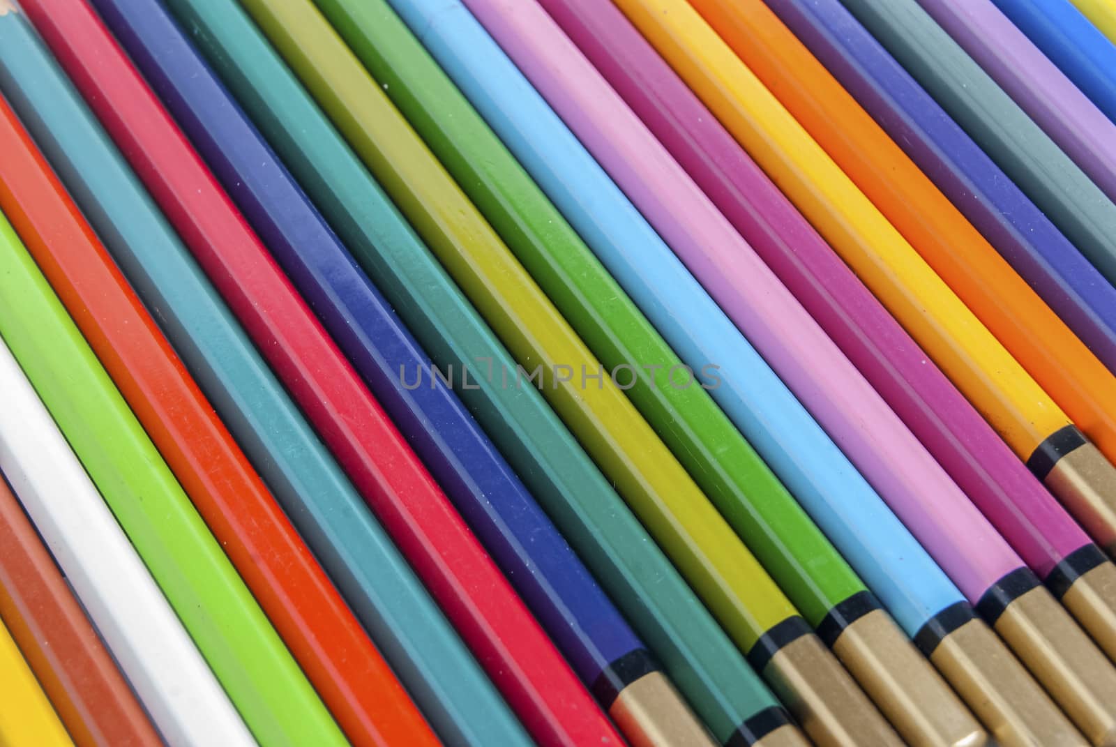 Used color pencils closeup by varbenov