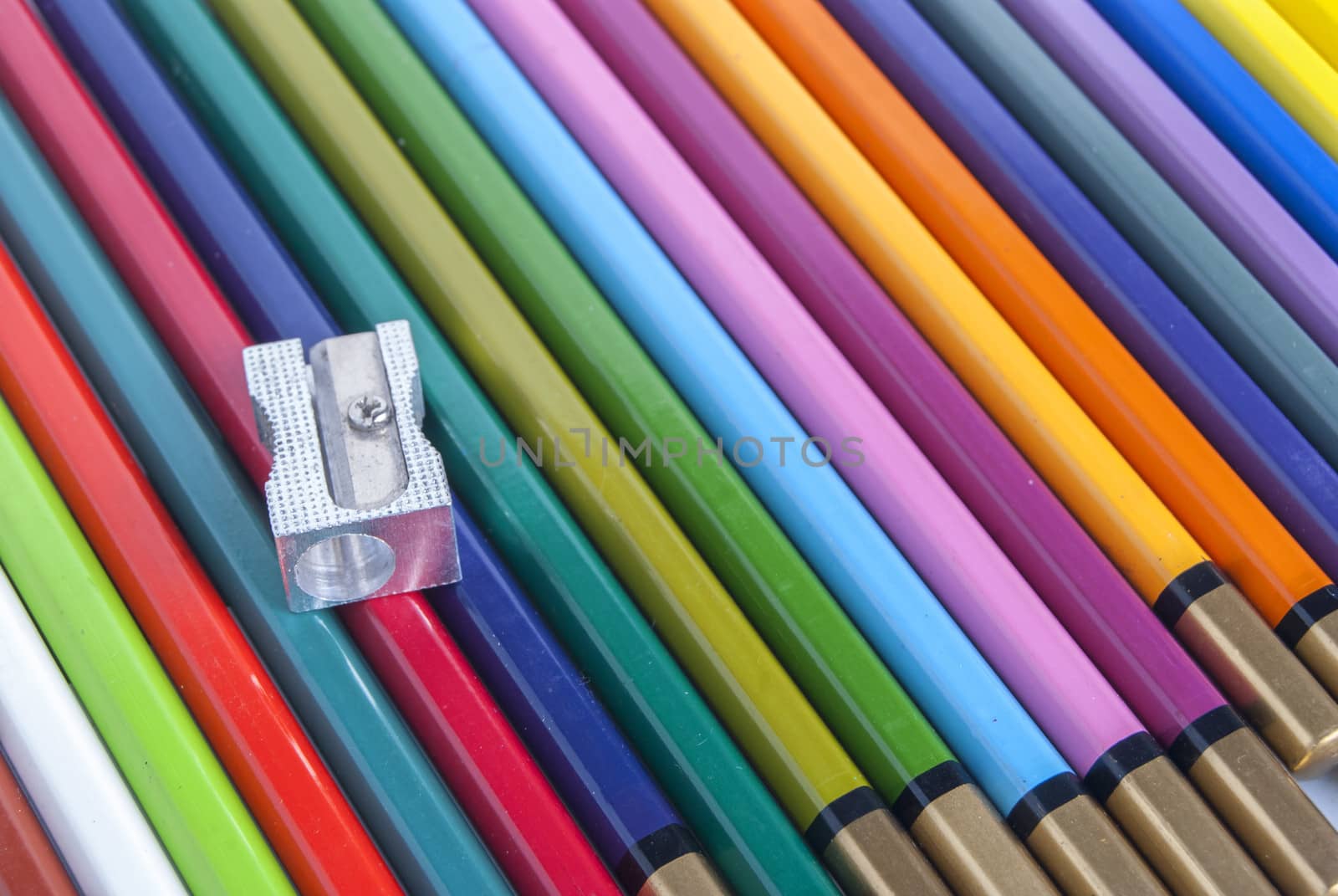 Used color pencils and sharpener by varbenov